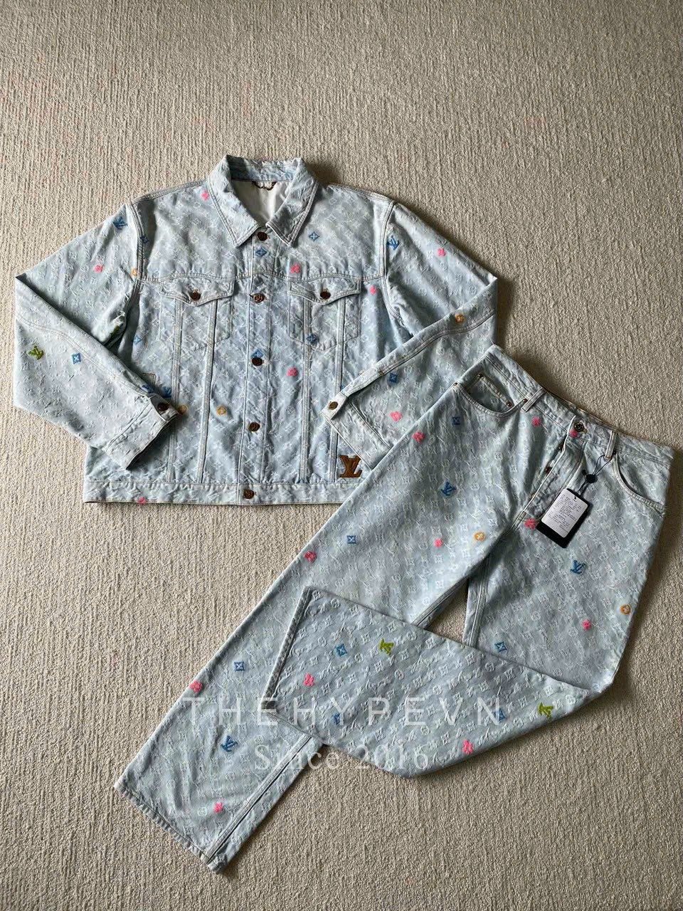 Quần dài Jeans Louis Vuitton LV Monogram (Blue) [Mirror Quality]