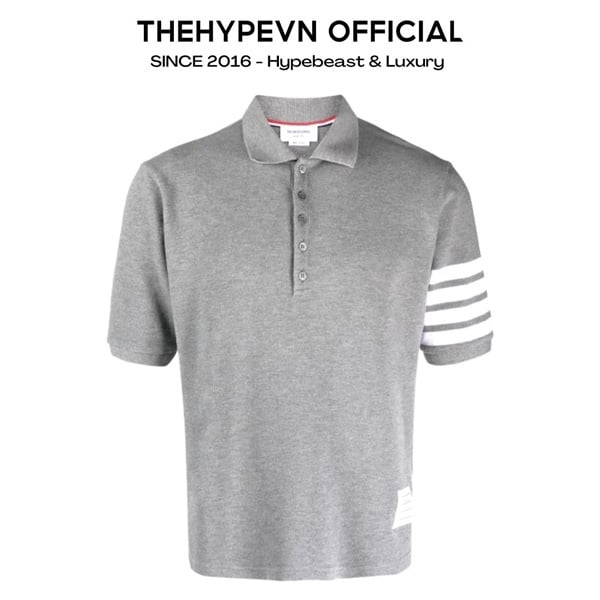ÁO POLO THOM BROWNE 4 BAR STRIPE (GREY)