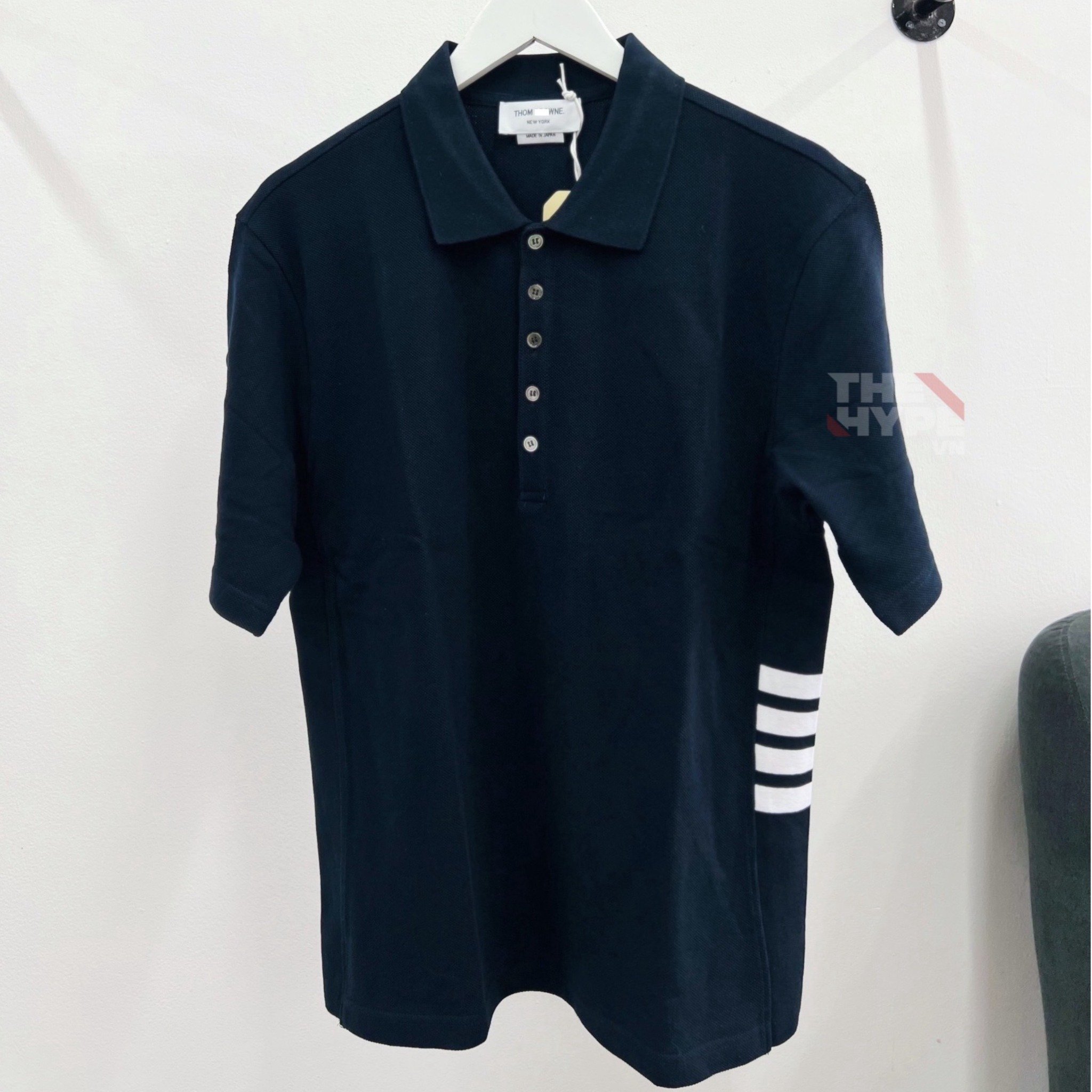 THOM BROWNE POLO - Áo Polo TB Side Stripes Insert (Navy)[MIRROR QUALITY]
