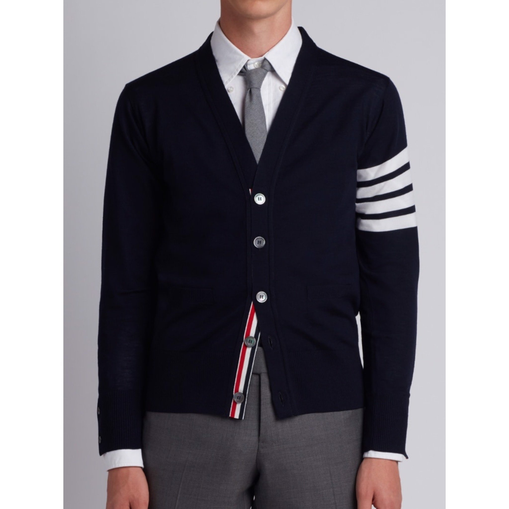 THOM BROWNE CARDIGAN - Áo khoác Thom Browne 5 bar stripe (Navy) [Mirror quality]