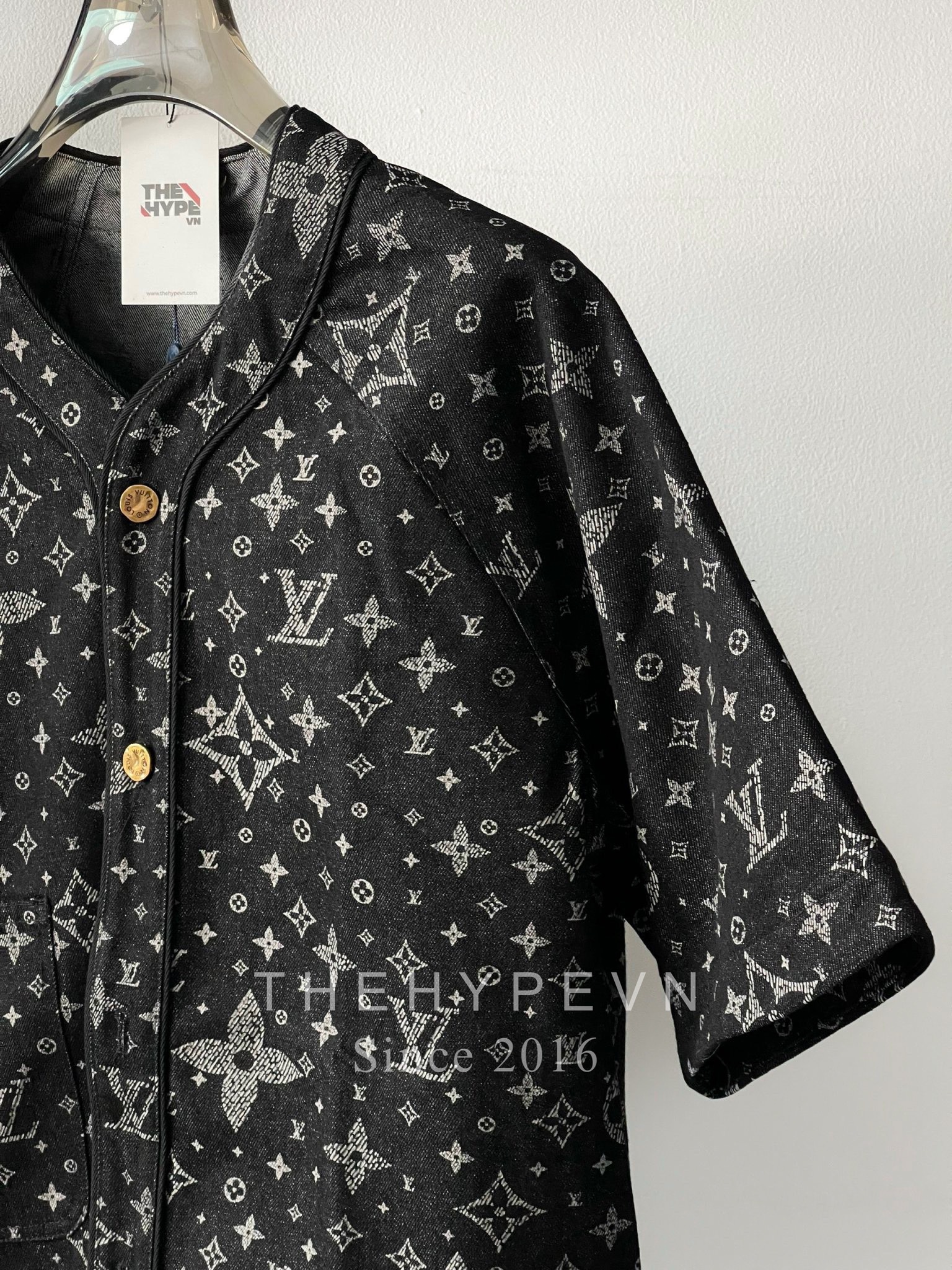 Áo Sơ Mi Jacket Louis Vuitton LV Baseball Monogram Denim (Black) [Mirror Quality]