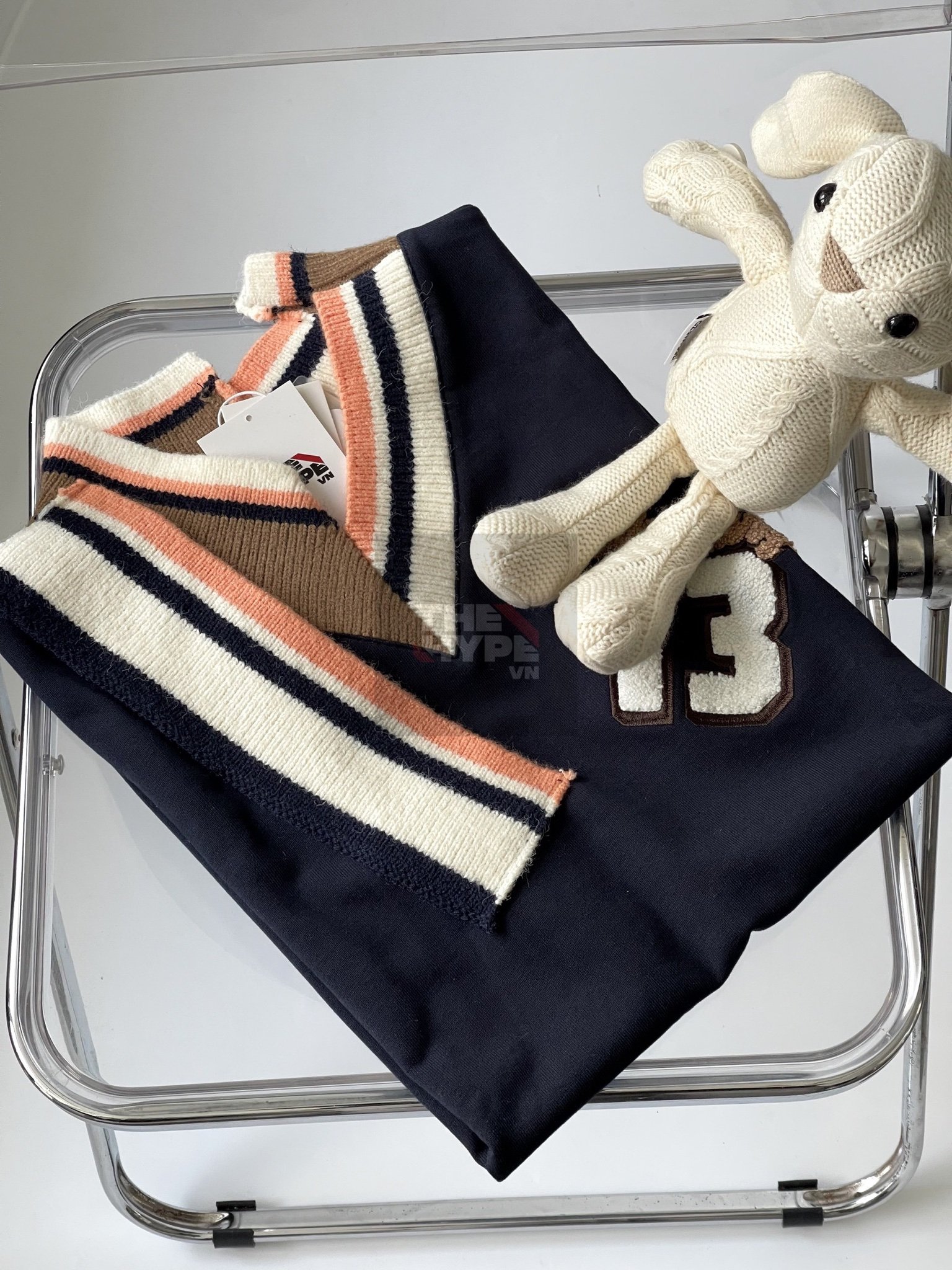 13DE MARZO TEE - Áo Thun Malposition Logo Knit (Evening Blue) Best Quality