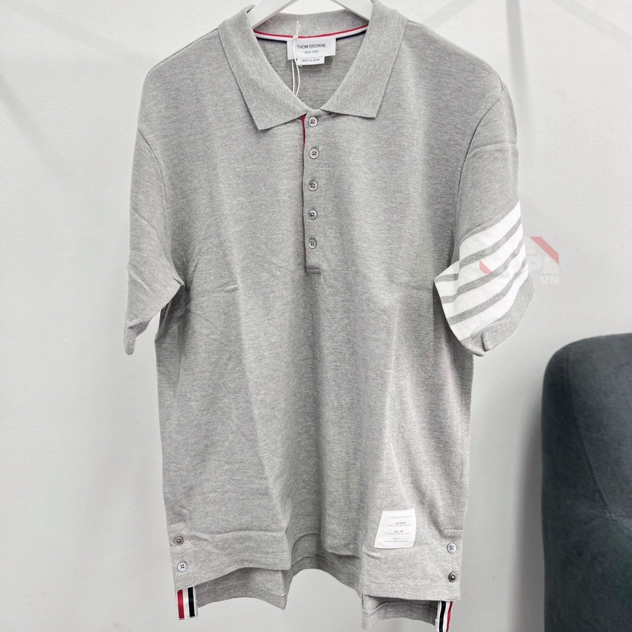 Áo Polo Thom Browne sọc tay (Grey) [Mirror Quality]