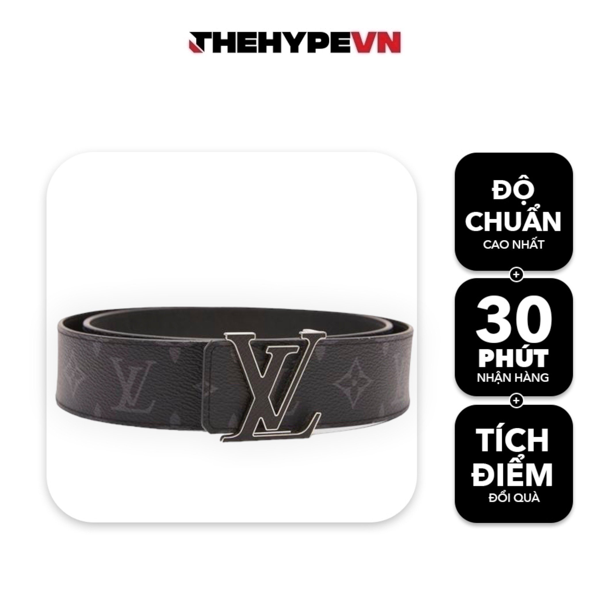LOUIS VUITTON BELT - Dây Nịt LV nitiales Reversible Belt Monogram Eclipse Taiga 40mm (Black) [Mirror Quality]