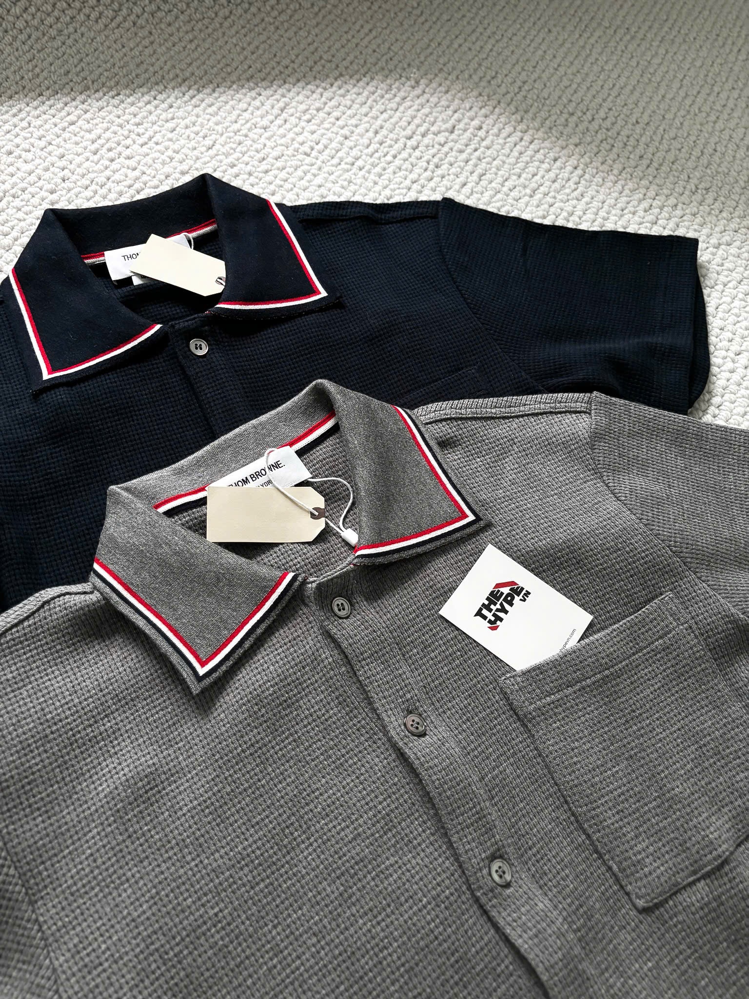 ÁO POLO THOM BROWNE TB TEXTURED COTTON (NAVY)