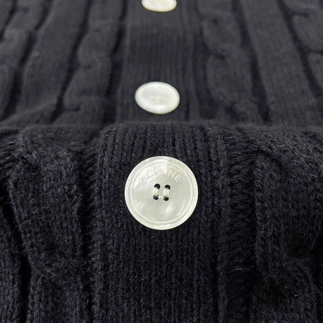 ÁO CARDIGAN CELINE TRIOMPHE CABLE KNIT CASHMERE (BLACK)