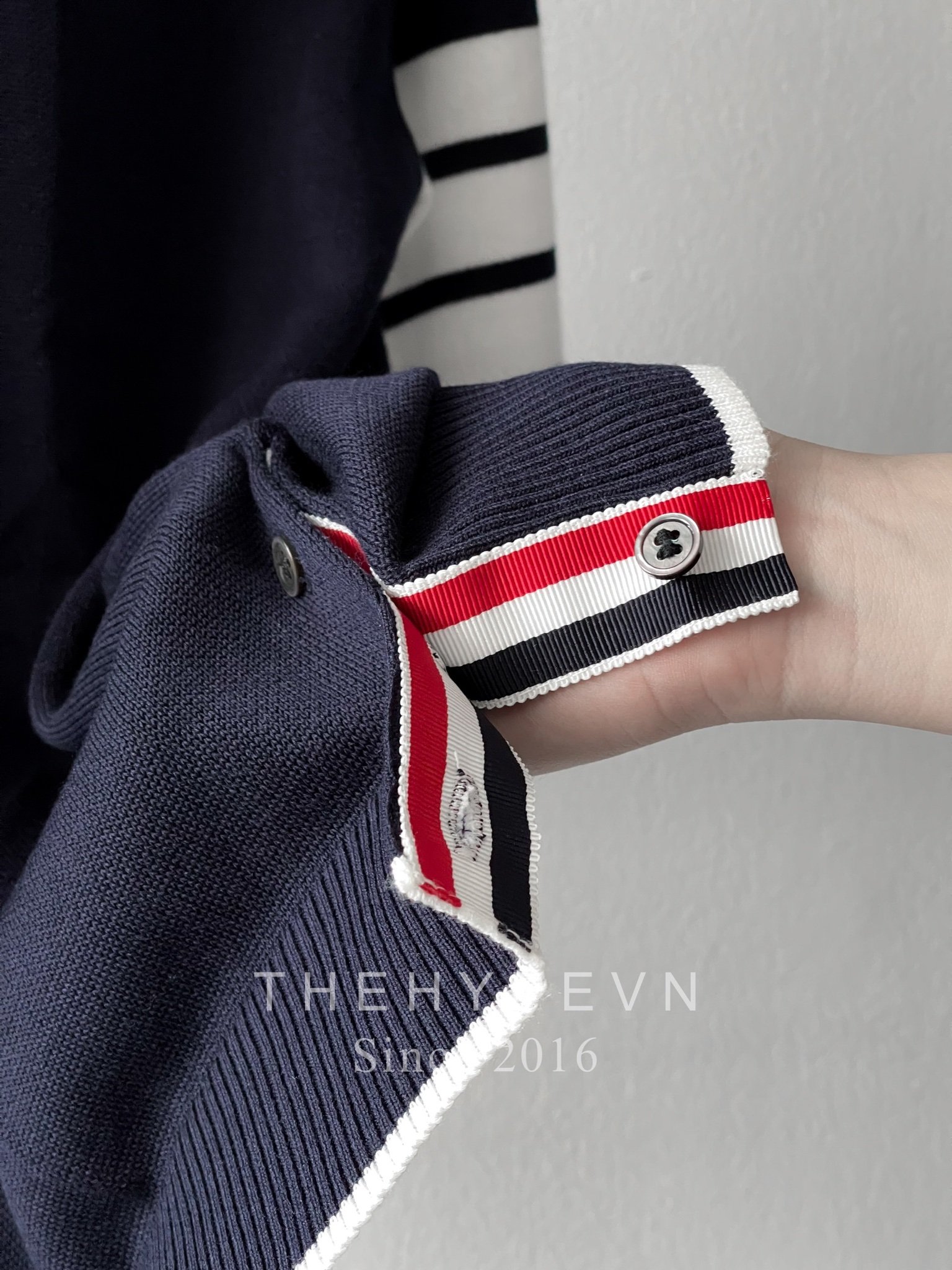Áo Polo Thom Browne Birdseye Jacquard 4-Bar Short Sleeve (Navy) [Mirror Quality]