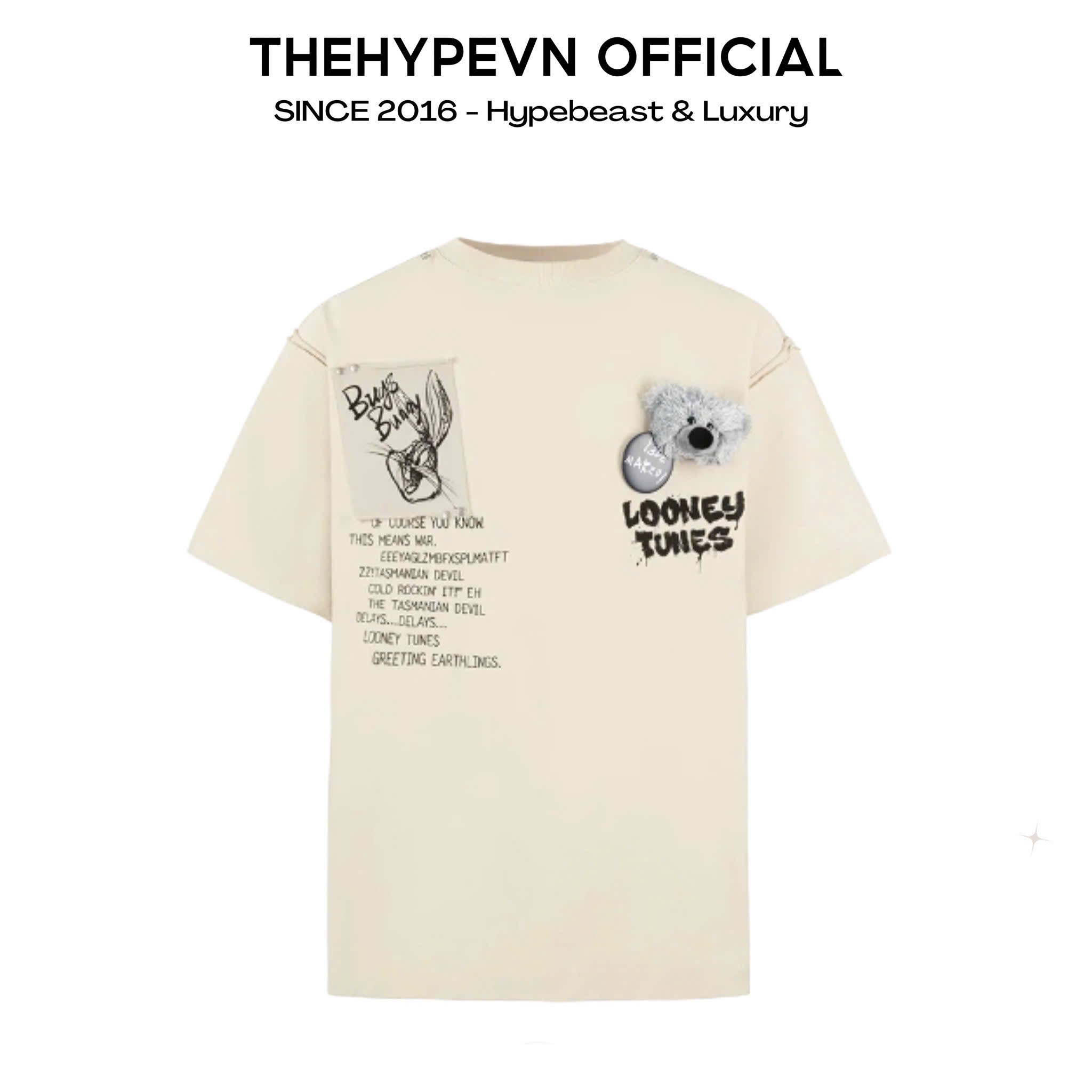 Áo 13De Marzo x LOONEY TUNES Bugs Bunny Sketch Moonbeam (Cream) Best Quality
