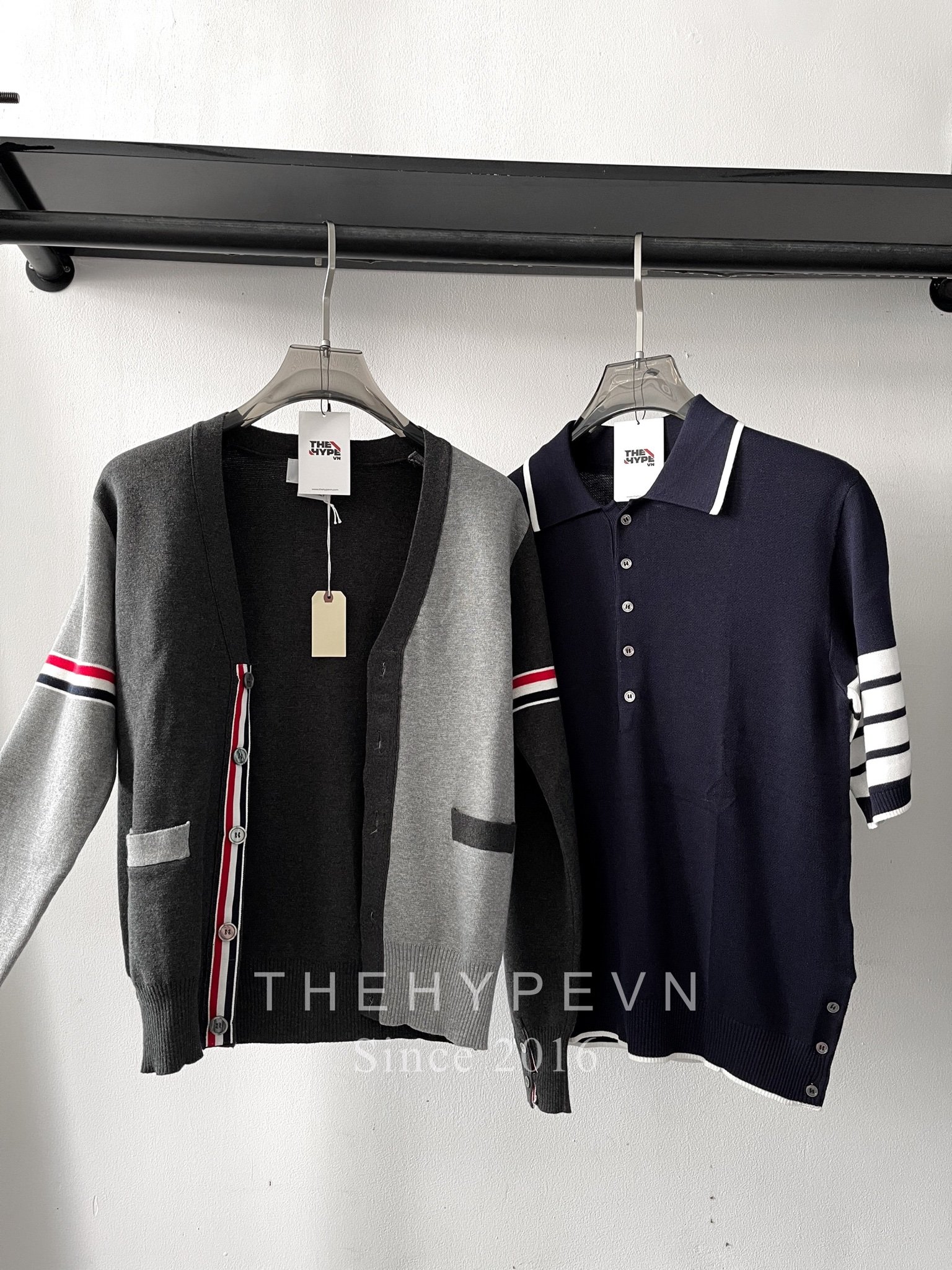 THOM BROWNE CARDIGAN - Áo khoác TB Colour-block Cotton (Grey) [Mirror quality]