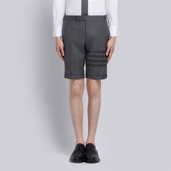 THOM BROWNE SHORTS - Quần ngắn TB Skinny-Fit 4 bar (xám) [Mirror Quality]