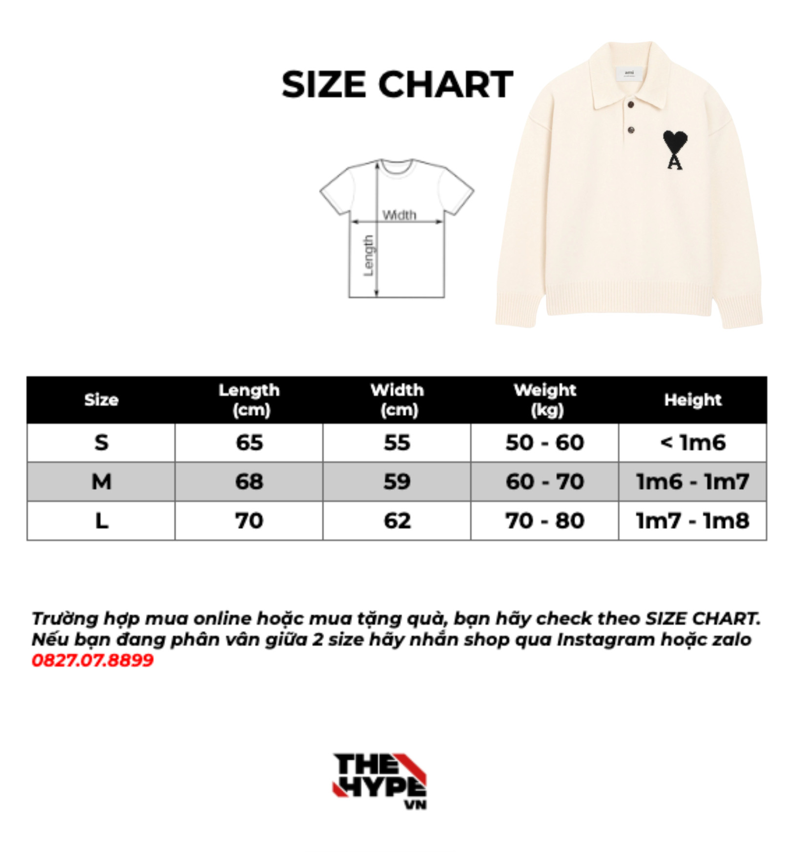 ÁO SWEATER AMI PARIS WOOL POLO (CREAM)