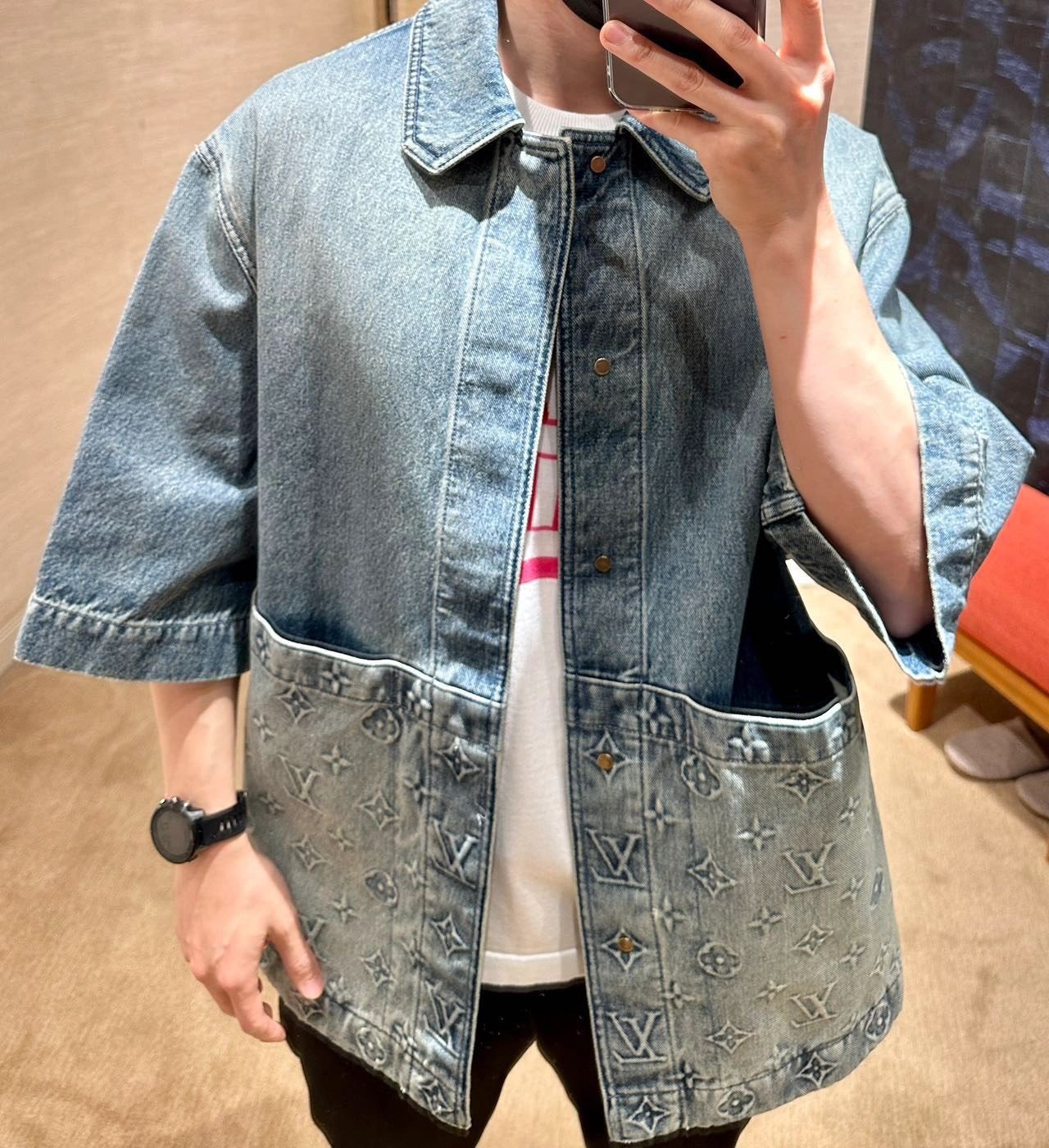 Áo Sơ Mi Louis Vuitton Short Sleeved Denim Workwear(Blue) [Mirror Quality]
