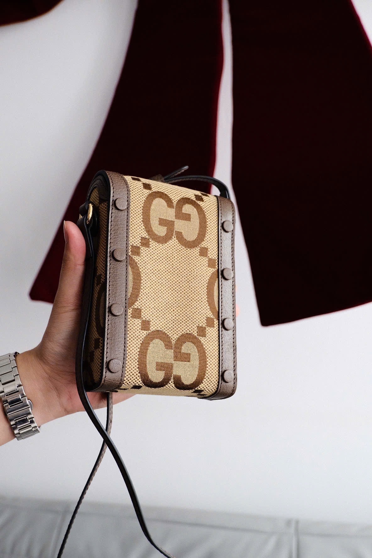 TÚI GUCCI GC HORSEBIT 1955 PHONE BAG JUMBO (BROWN)