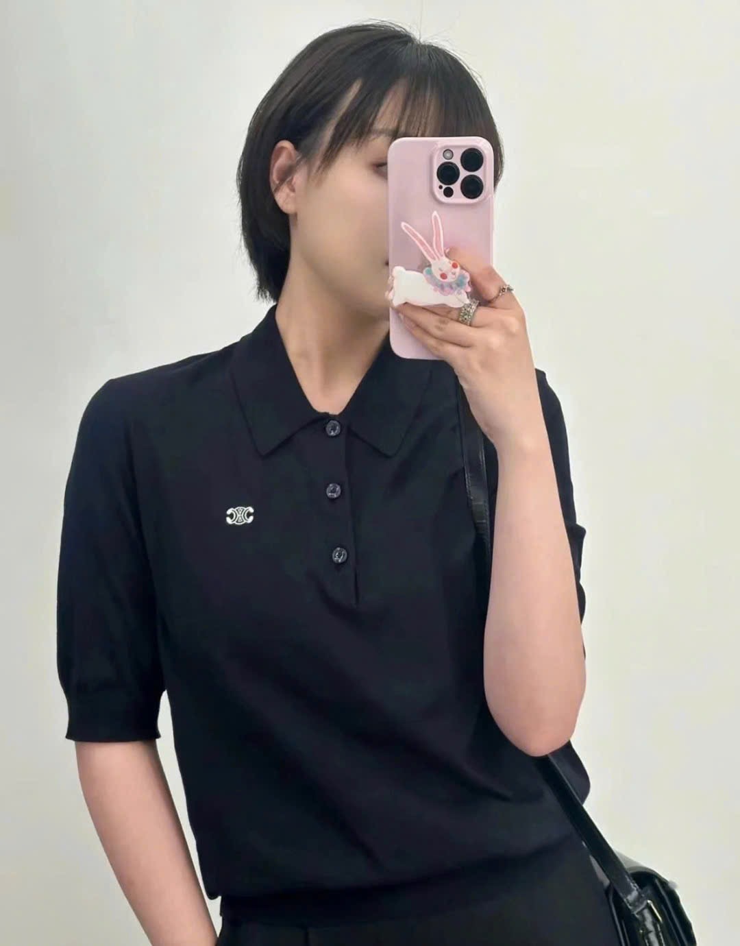 ÁO POLO CELINE TRIOMPHE FINE COTTON (BLACK)