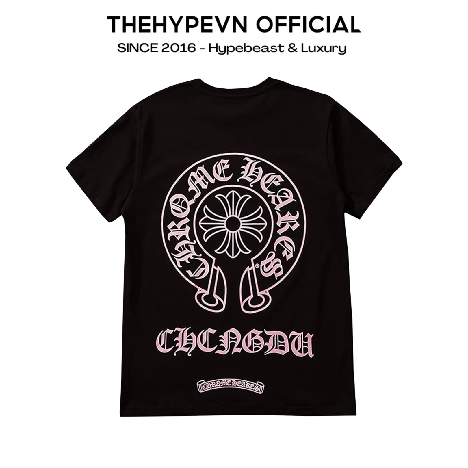 ÁO THUN CHROME HEARTS CH CHENDU PINK LOGO (BLACK)