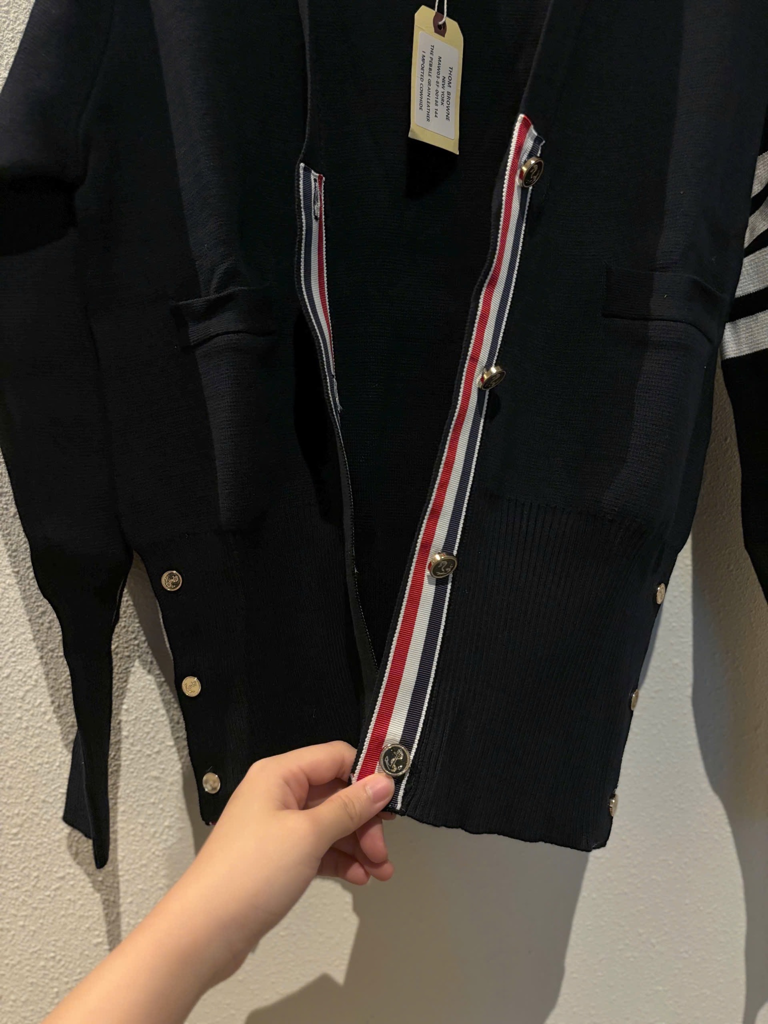 ÁO CARDIGAN THOM BROWNE TB 4 BAR MILANO WOMAN (NAVY)
