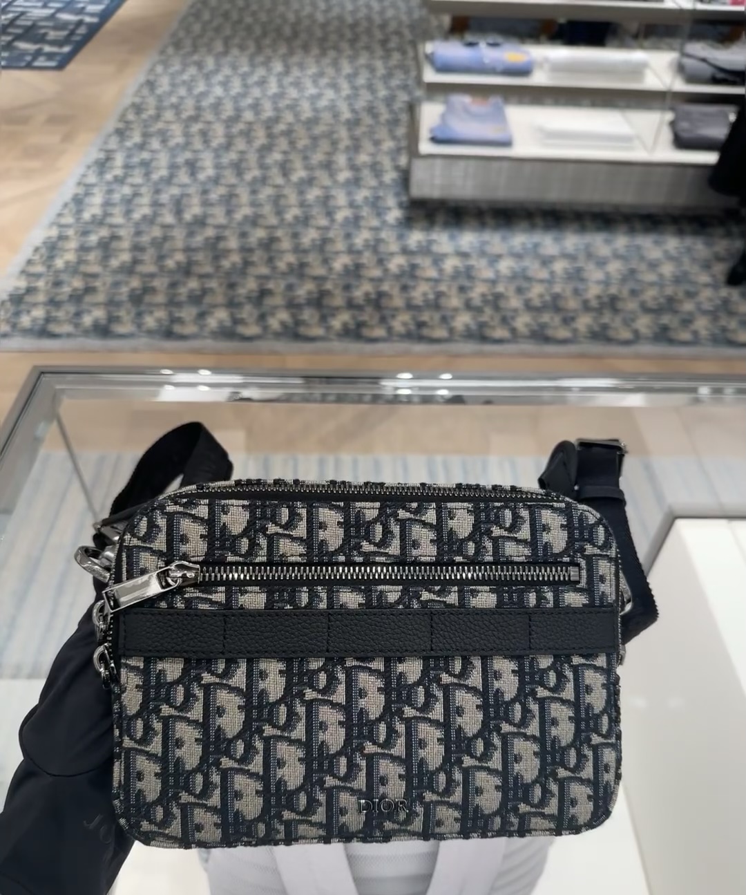 Túi Dior Safari Bag With Strap Oblique Jacquard (Beige) [Mirror Quality]