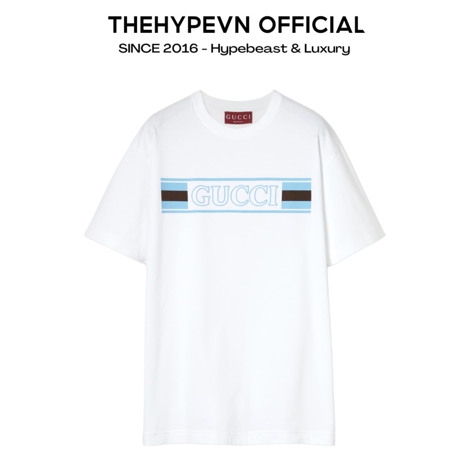 ÁO THUN GUCCI GC LOGO SS25 BLUE (WHITE)