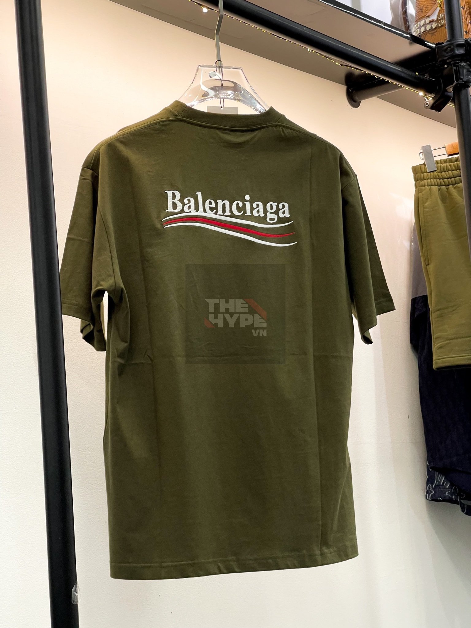 Áo Thun Balenciaga BLCG Political logo cotton (Green) [Mirror Quality]