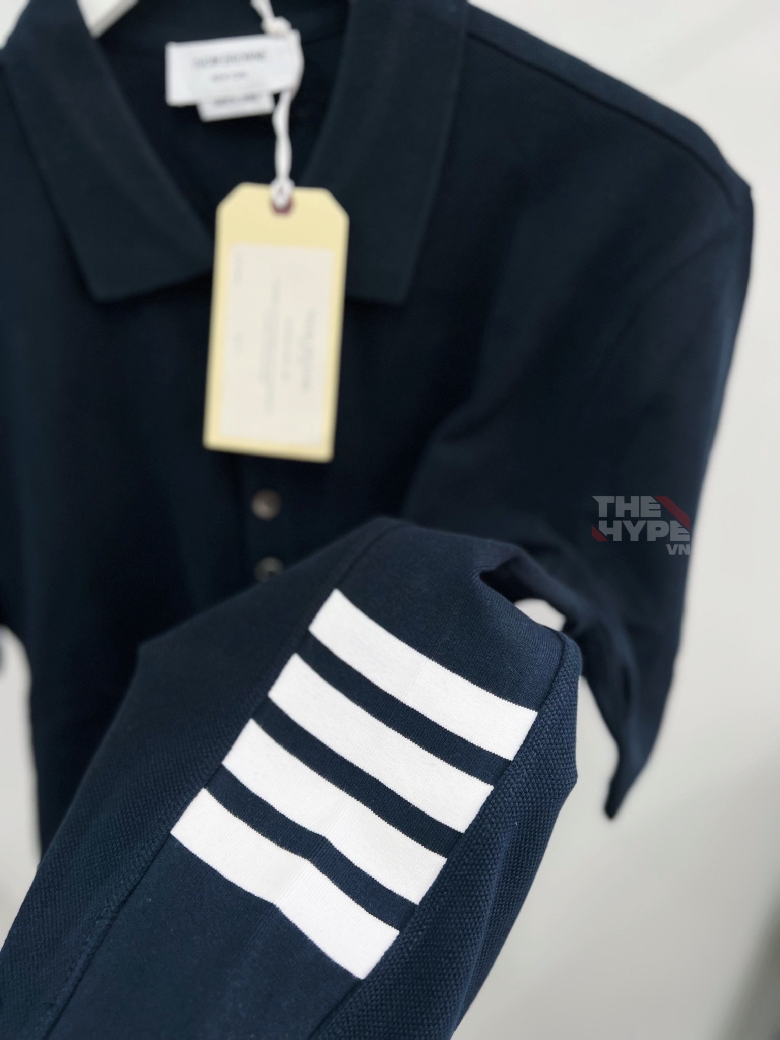 THOM BROWNE POLO - Áo Polo TB Side Stripes Insert (Navy)[MIRROR QUALITY]