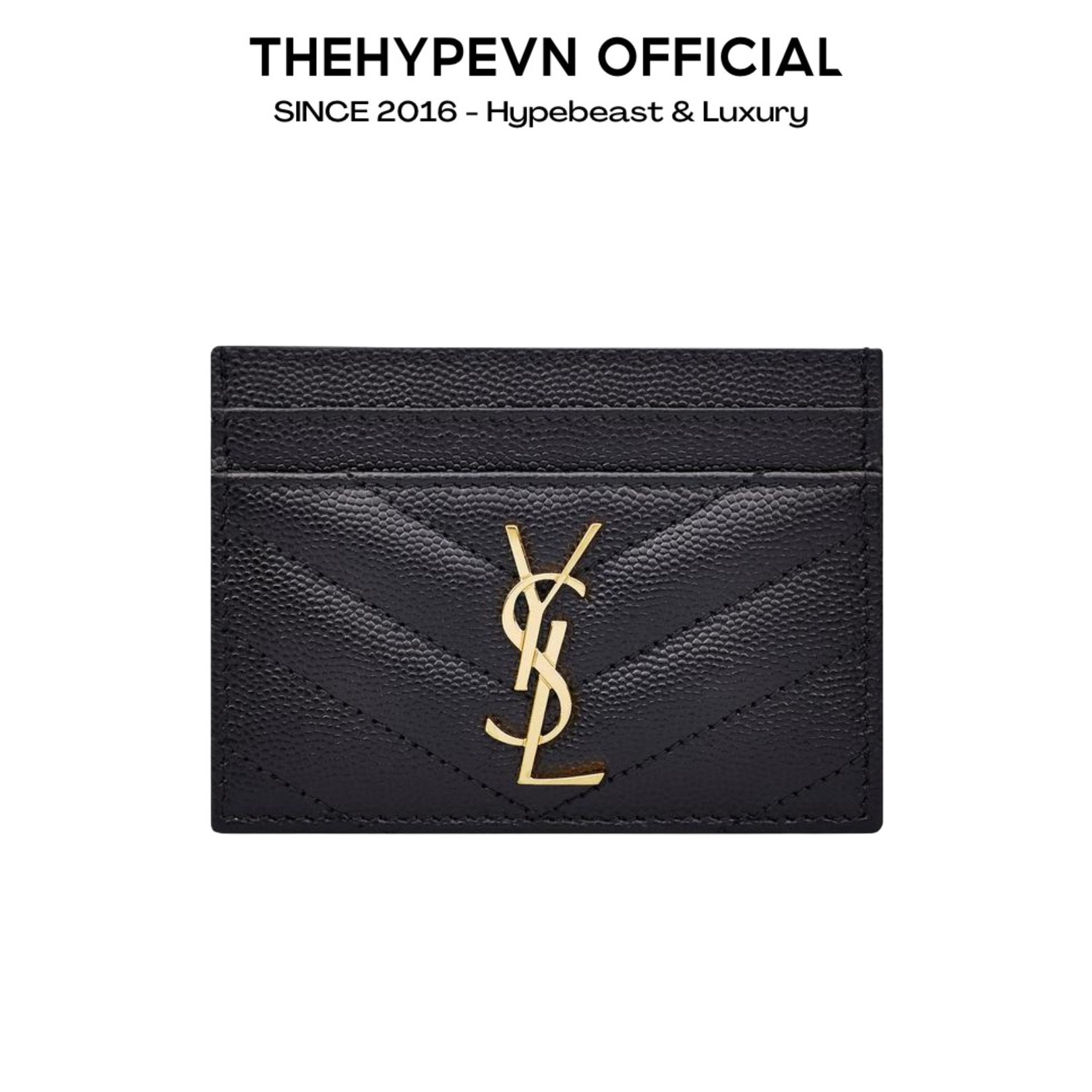 SAINT LAURENT CARD HOLDER - Ví đựng card YSL yellow logo (Black) [Mirror Quality]