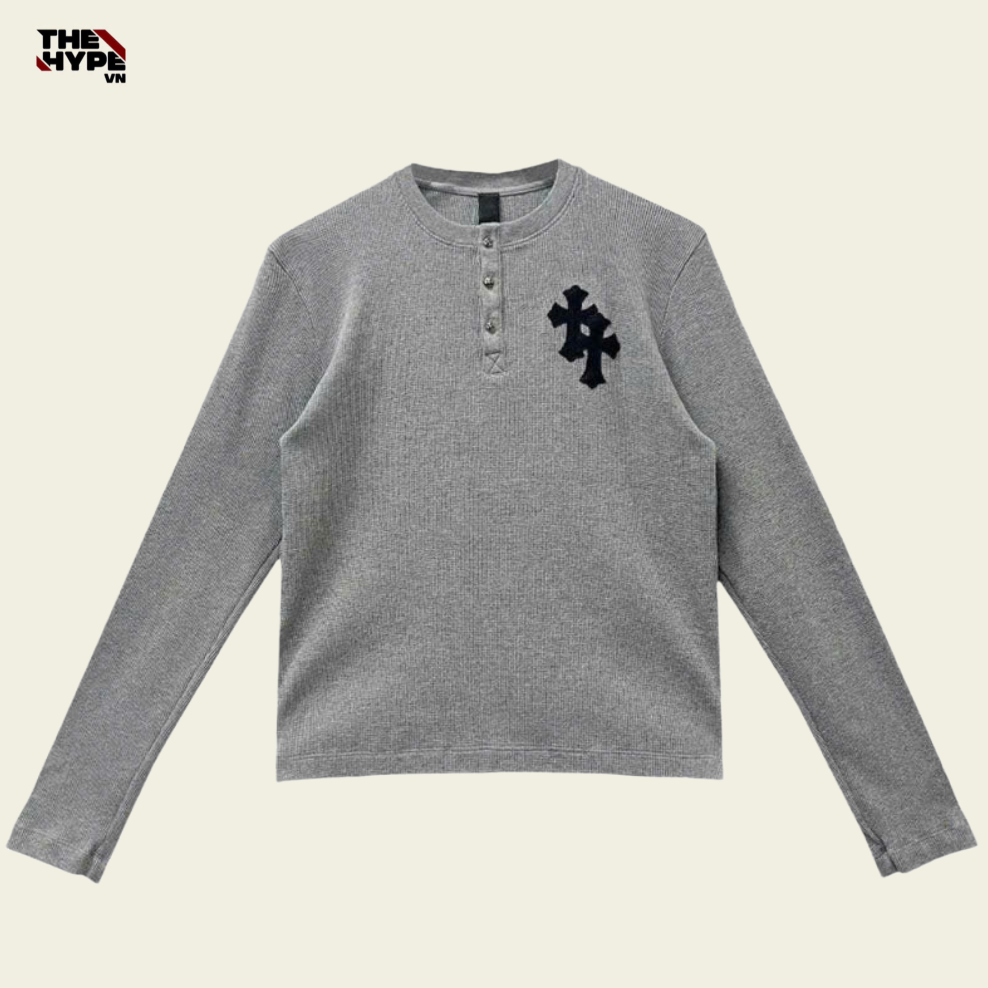 CHROME HEARTS  PATCH HENLEY THERMAL LONG SLEEVE (GREY)