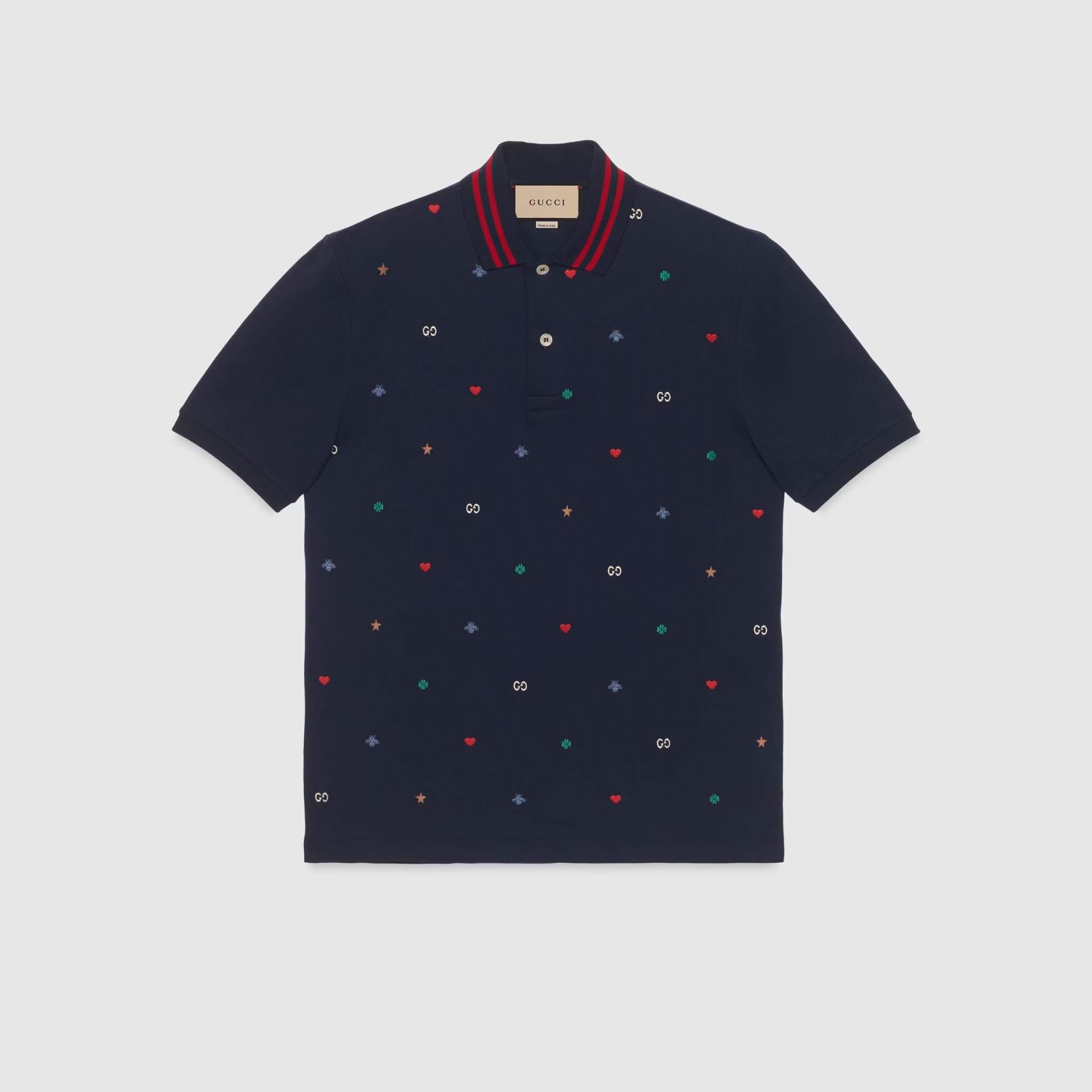 ÁO POLO GUCCI WITH SYMBOLS EMBROIDERY (Navy) [Mirror Quality]