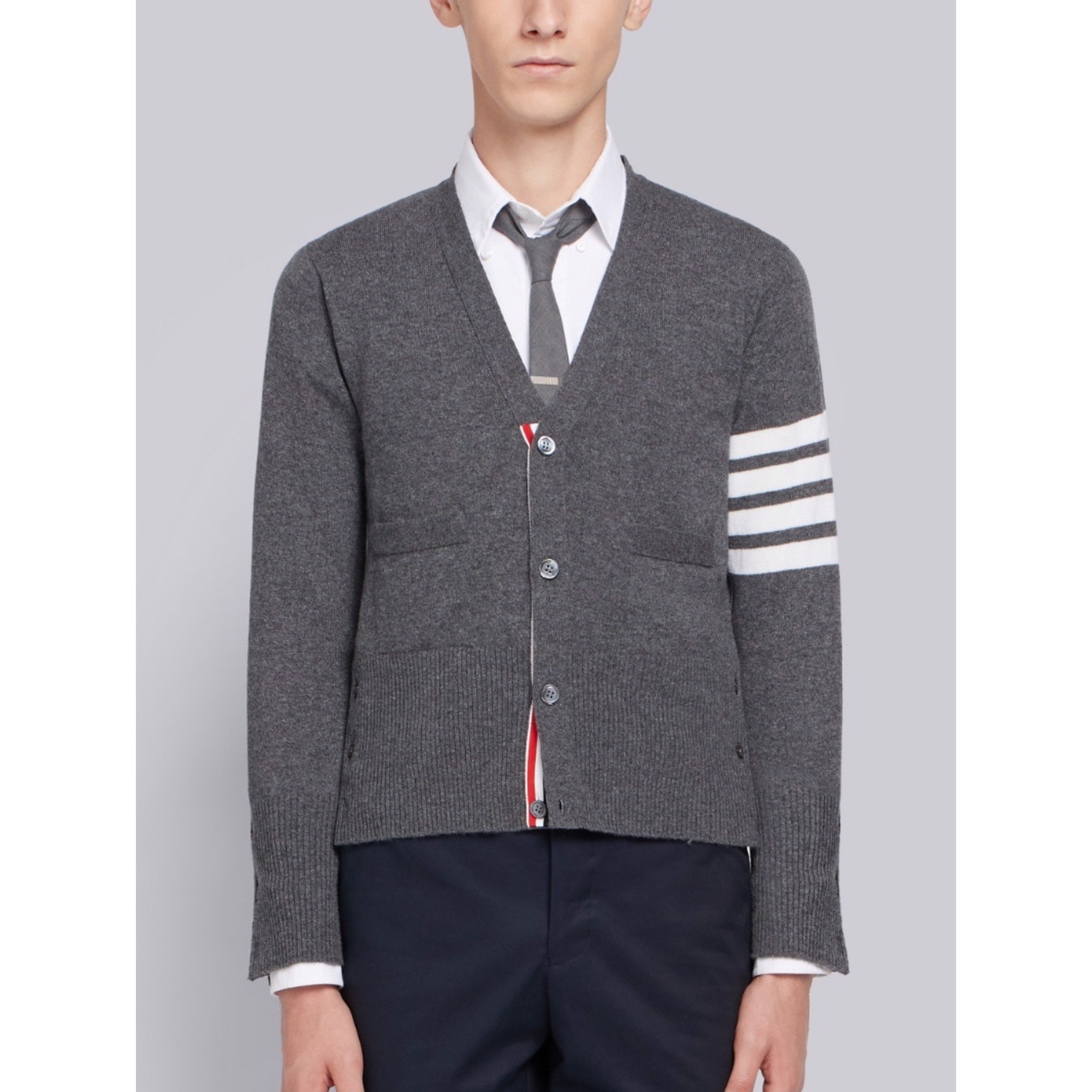 THOM BROWNE CARDIGAN - Áo khoác Thom Browne 4 bar stripe ( Dark Grey) [Mirror quality]