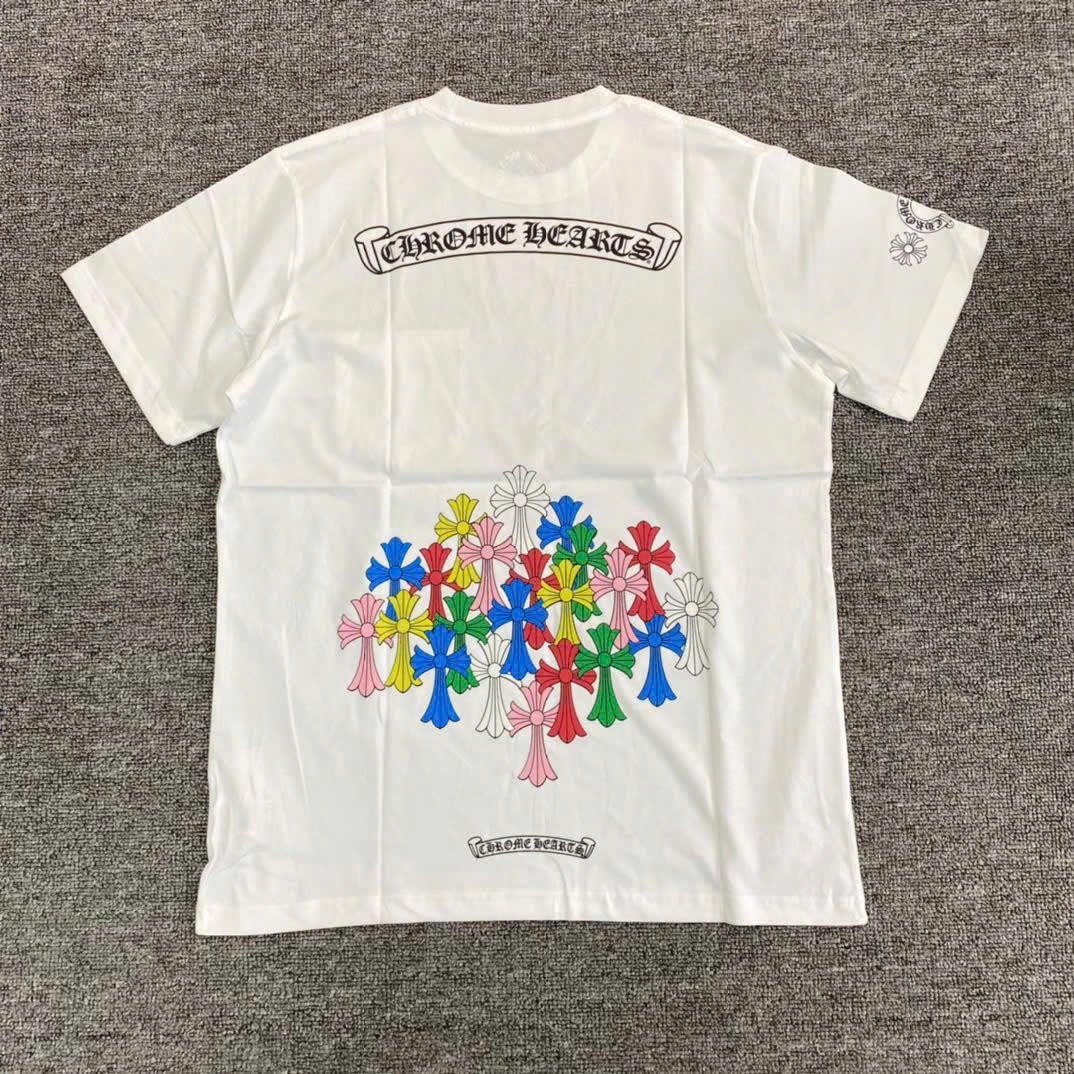 Áo Thun Chrome Hearts CH Multi Colour Cross (White) [Mirror Quality]