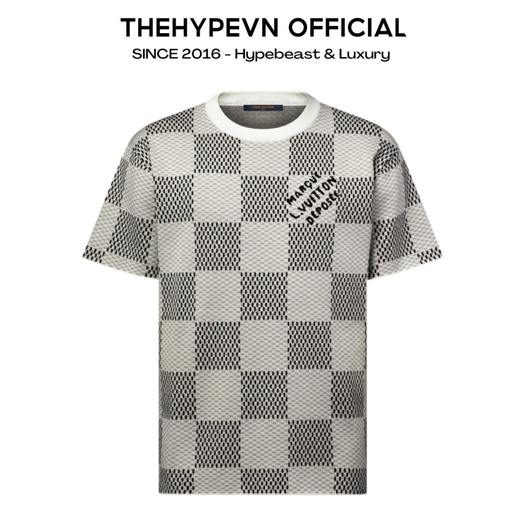 ÁO THUN LOUIS VUITTON LV DAMIER MARQUE (BLACK WHITE)