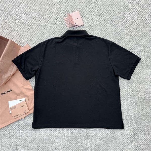 Áo Polo MiuMiu Cotton piqué (Black) [Mirror Quality]
