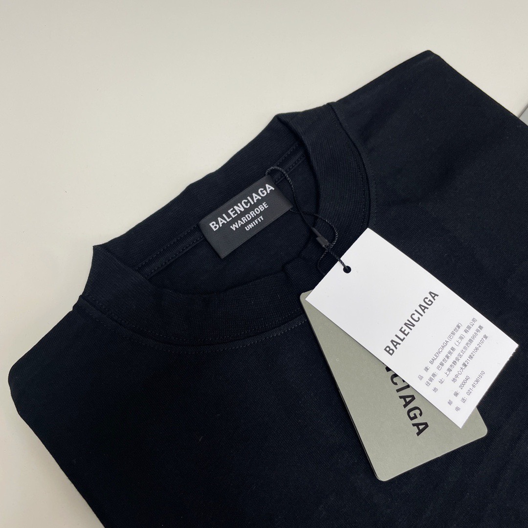 BALENCIAGA TEE - Áo Blcg Wave Embroidered (Black) [Mirror Quality]