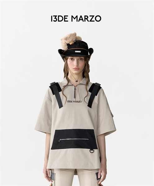 13DE MARZO TEE - Áo Thun Bear Bag Functional (Light Grey) Best Quality