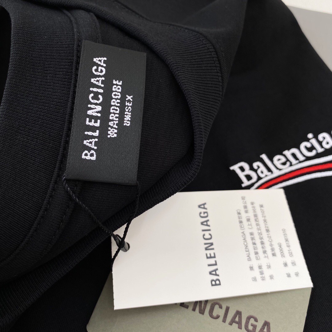 BALENCIAGA TEE - Áo Blcg Wave Embroidered (Black) [Mirror Quality]
