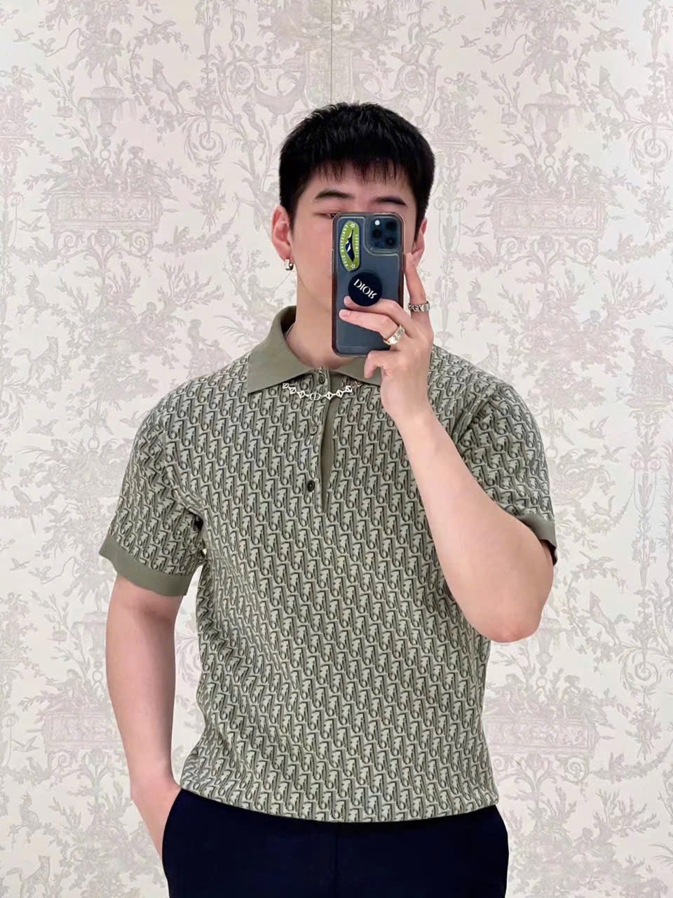 ÁO POLO DIOR OBLIQUE JACQUARD (GREEN)