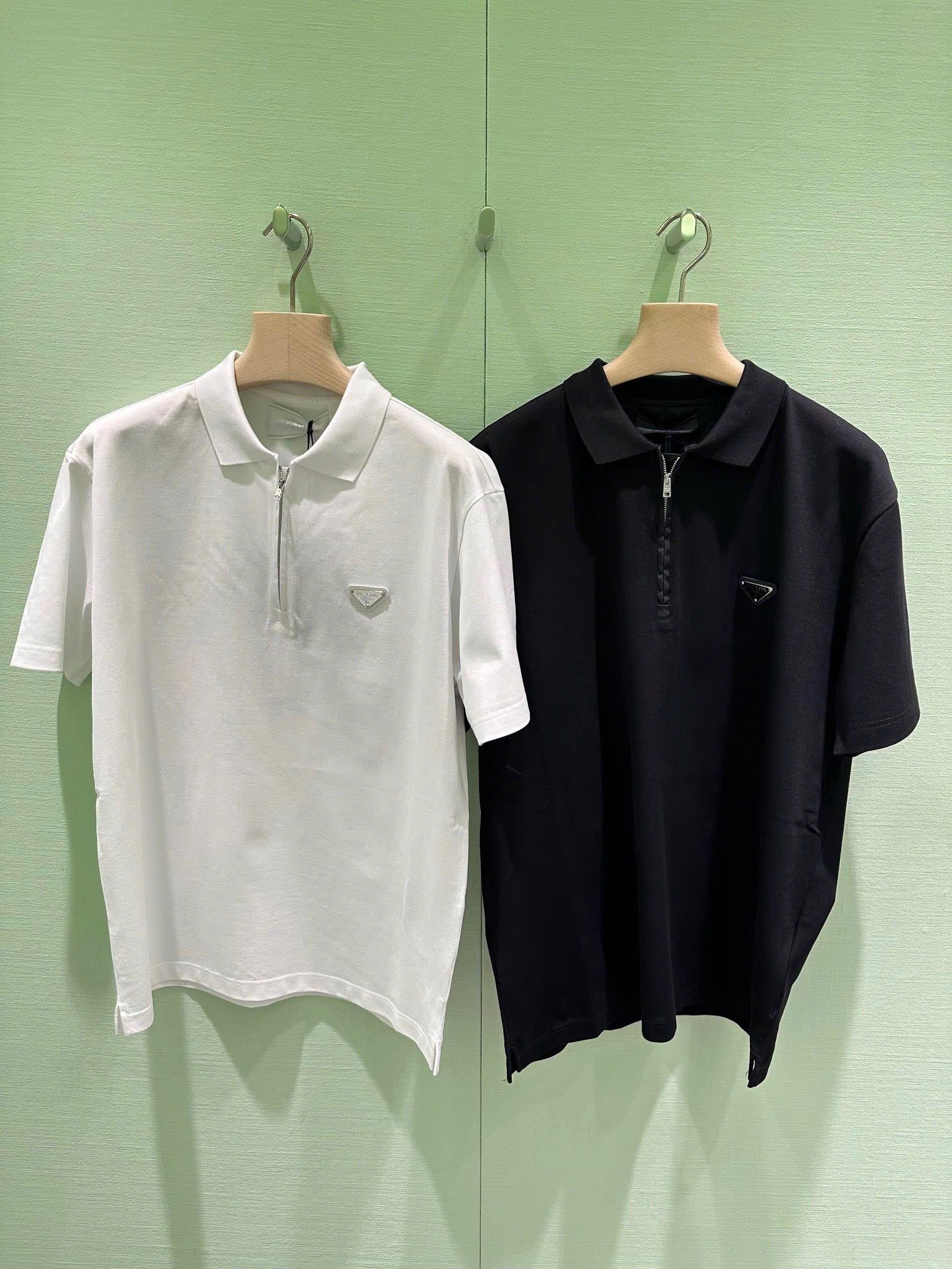 ÁO POLO PRADA RE-NYLON TRIANGLE LOGO (BLACK)