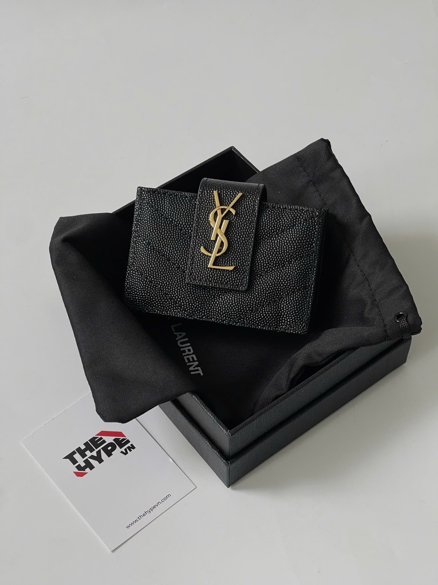 VÍ ĐỰNG THẺ SAINT LAURENT YSL CASSANDRE MATELASSE (BLACK)