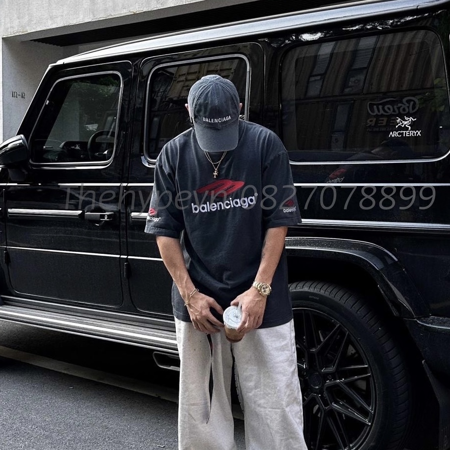 Áo Thun Balenciaga BLCG embroidered Logo 3B (Black) [Mirror Quality]