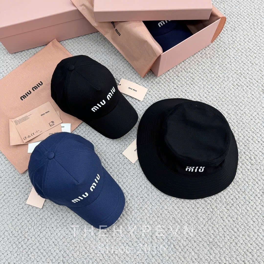 Mũ Lưỡi Trai Miu Miu Cotton Baseball Cap (Black) [Mirror Quality]
