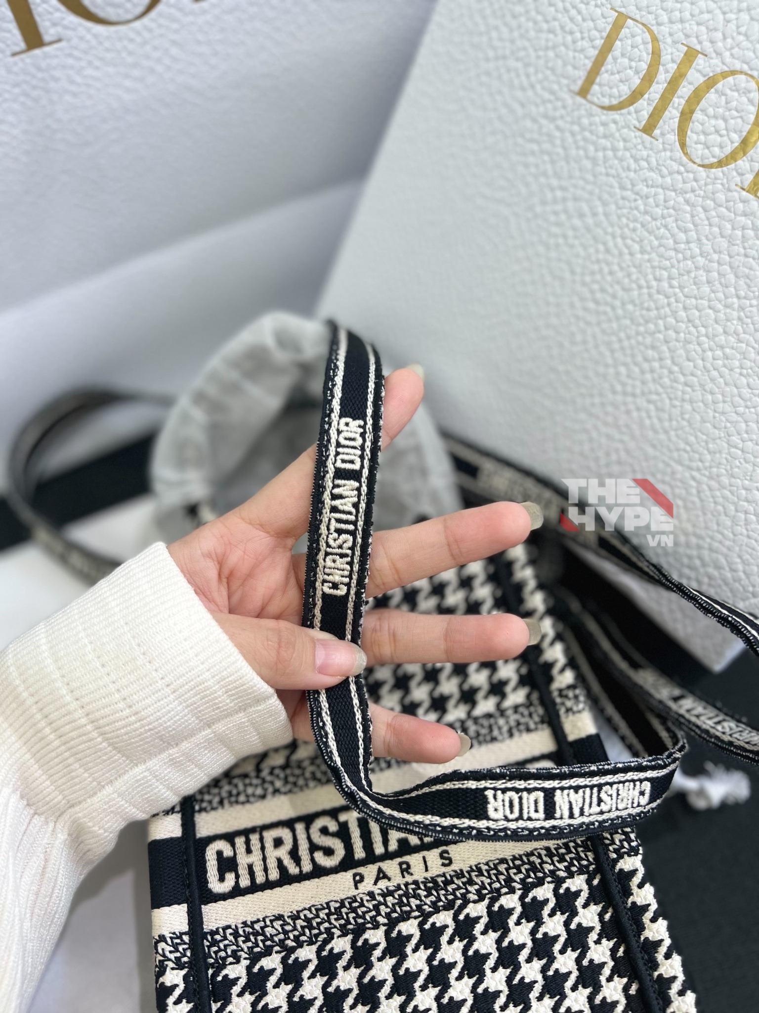 Túi Dior Micro Houndstooth Mini Tote (Black) [Mirror Quality]