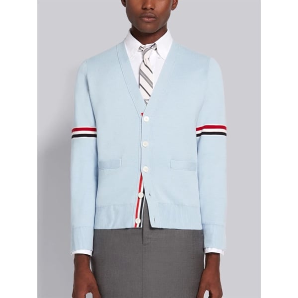 THOM BROWNE CARDIGAN - Áo khoác TB Milano Stitch Stripe Armband (Baby Blue) [Mirror quality]