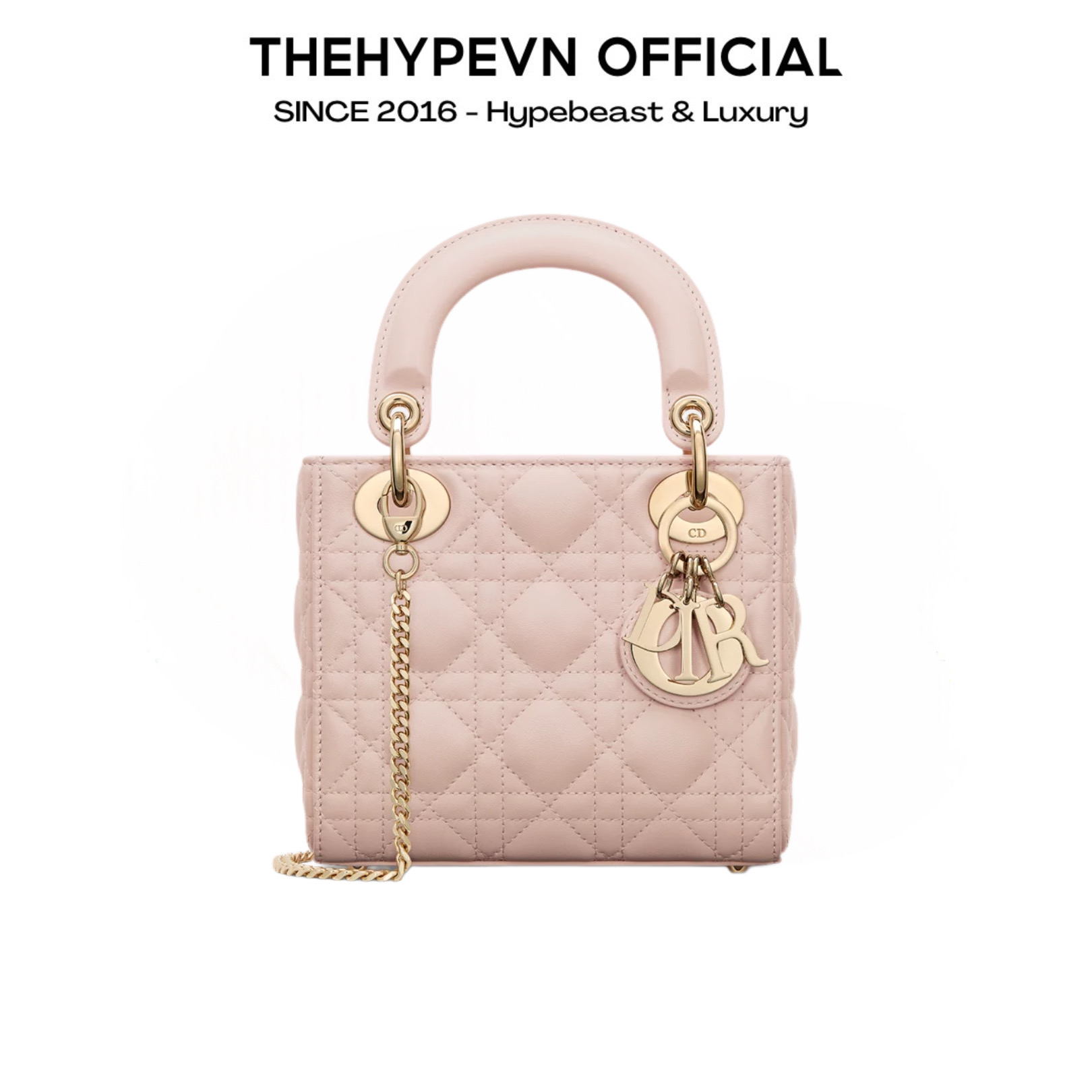 TÚI MINI LADY DIOR LAMBSKIN (POWDER PINK)