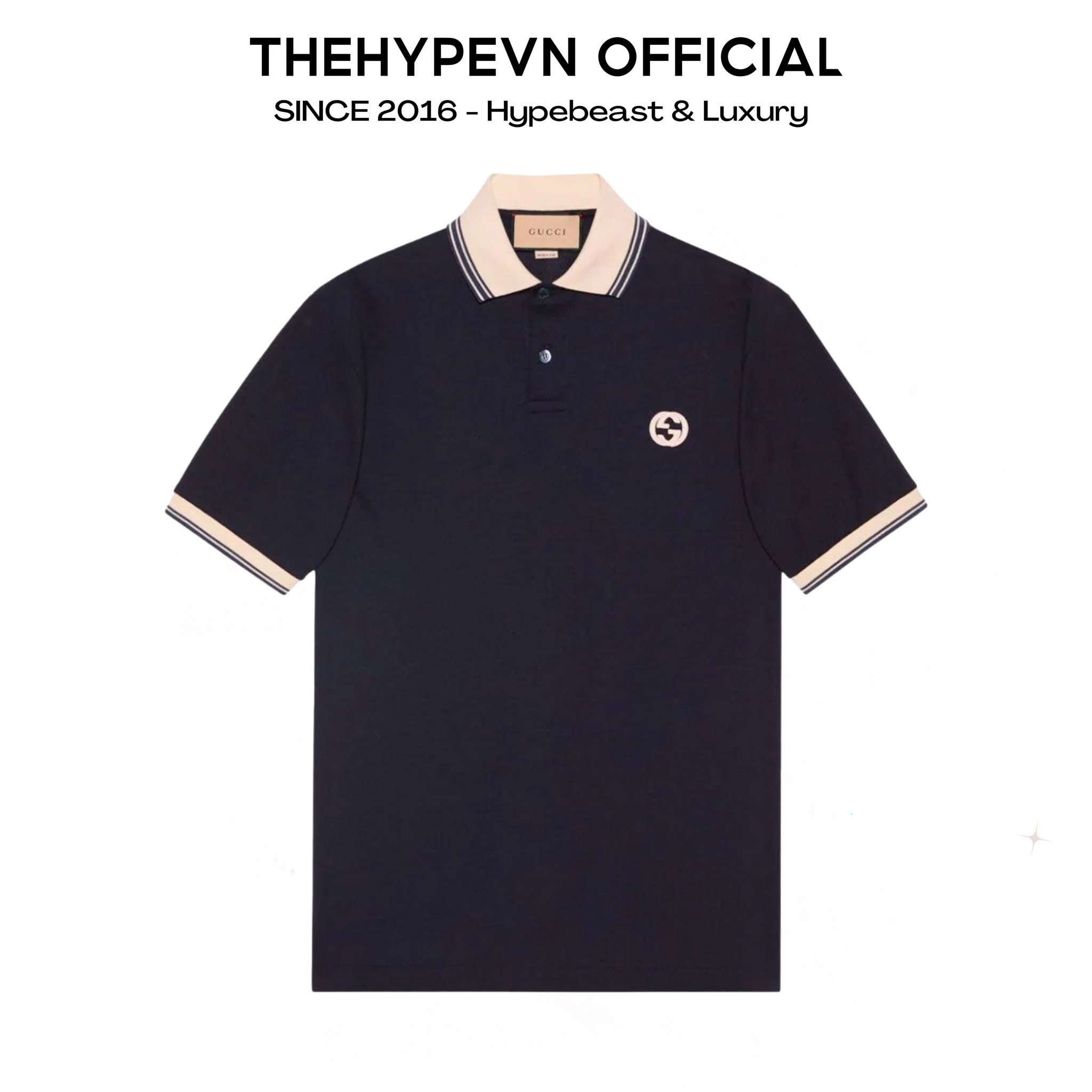 Áo Polo Gucci GC With Interlocking G (Navy) [Mirror Quality]