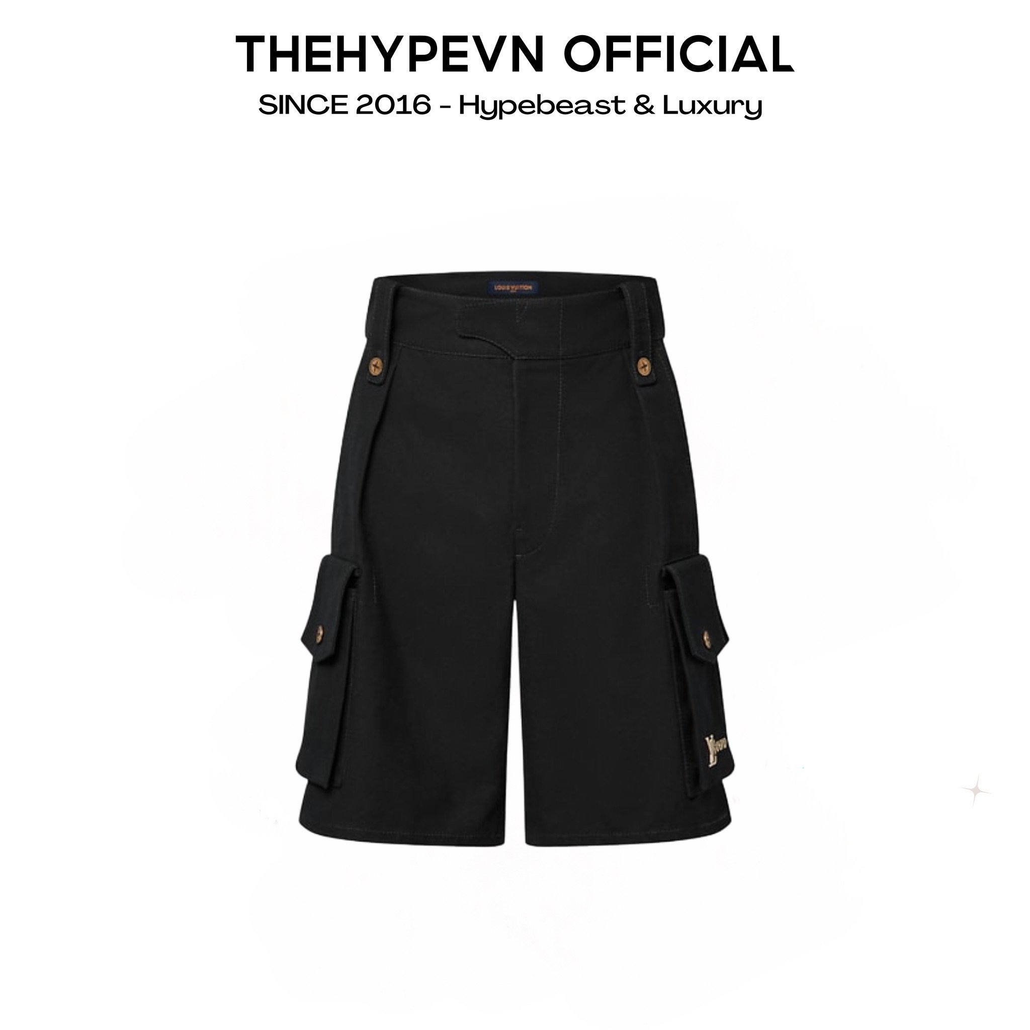 Quần Shorts Louis Vuitton Lovers motif with rivets ( Black )