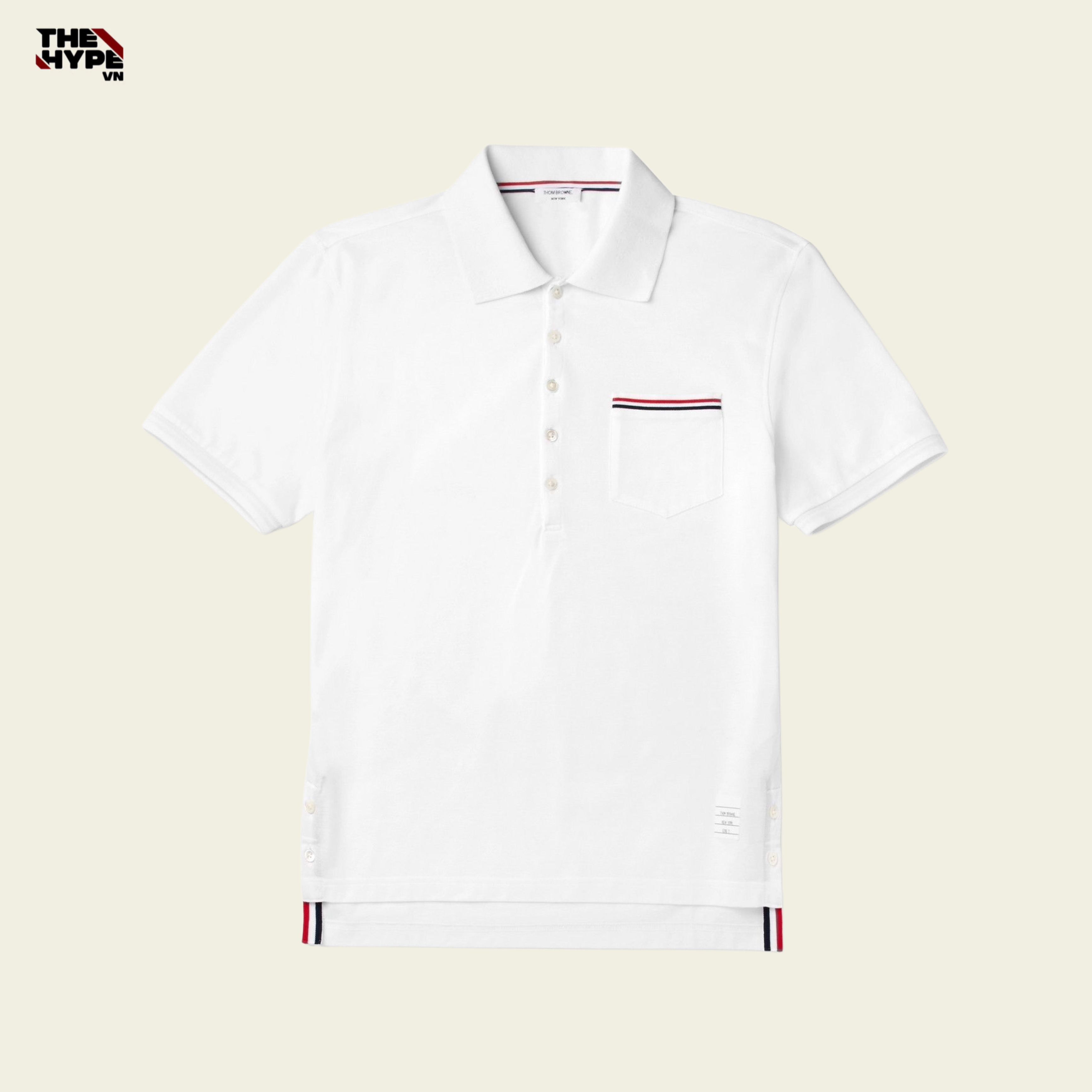 ÁO POLO THOM BROWNE SHORT SLEEVE POCKET (WHITE)