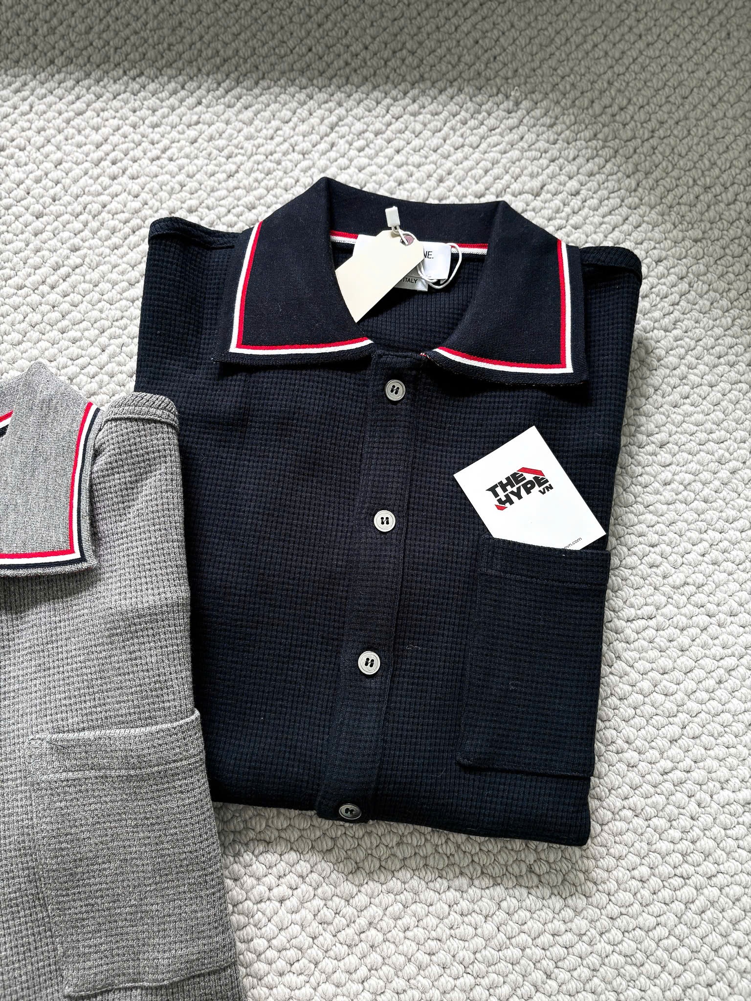 ÁO POLO THOM BROWNE TB TEXTURED COTTON (NAVY)