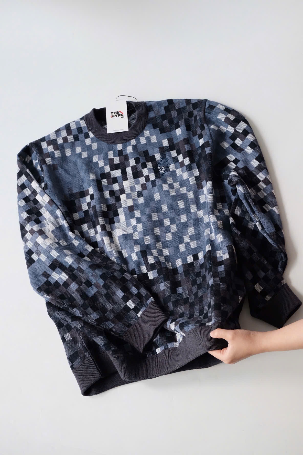 ÁO SWEATER LOUIS VUITTON LV DAMOFLAGE MARQUE (NAVY)