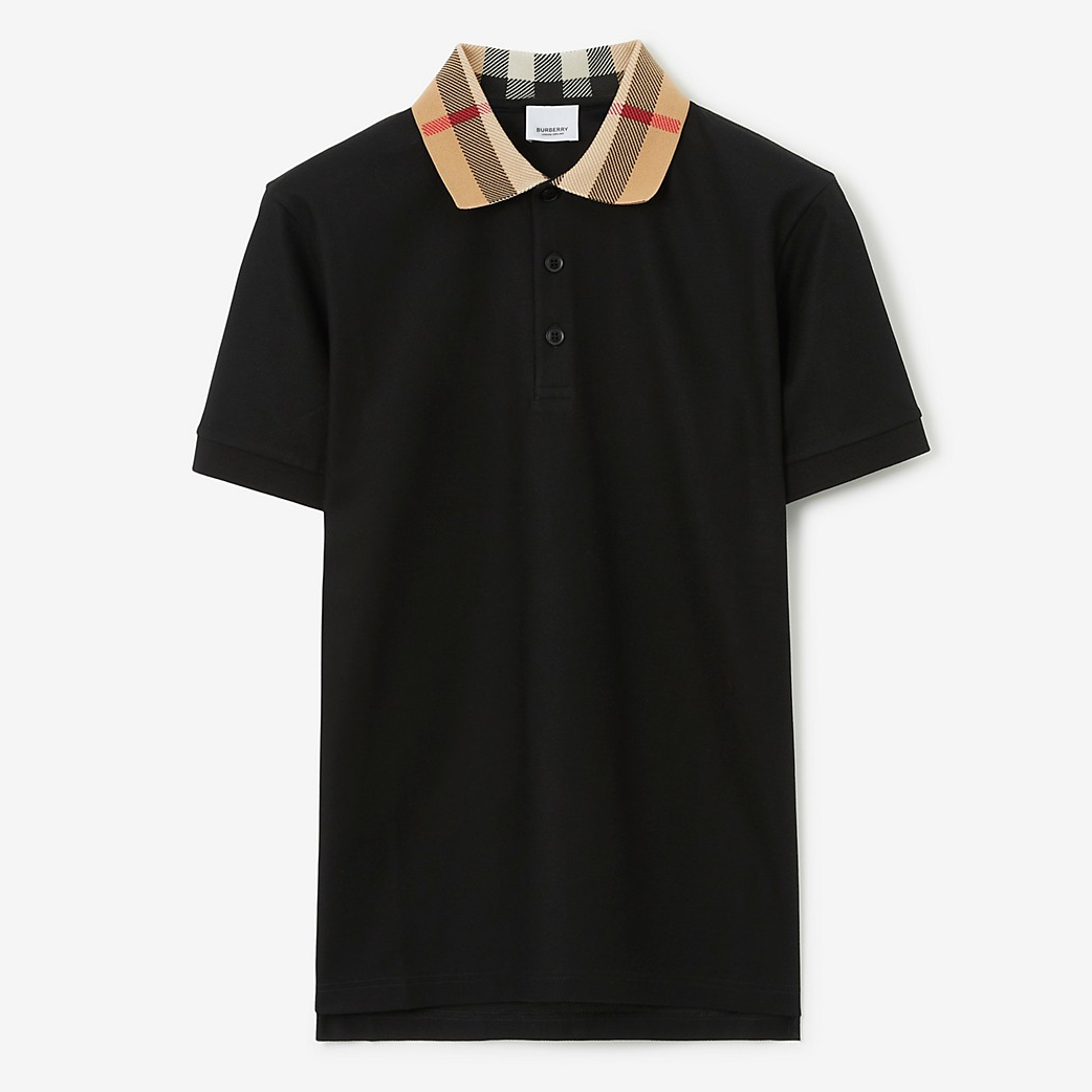 ÁO POLO BURBERRY CHECK COLLAR (BLACK)