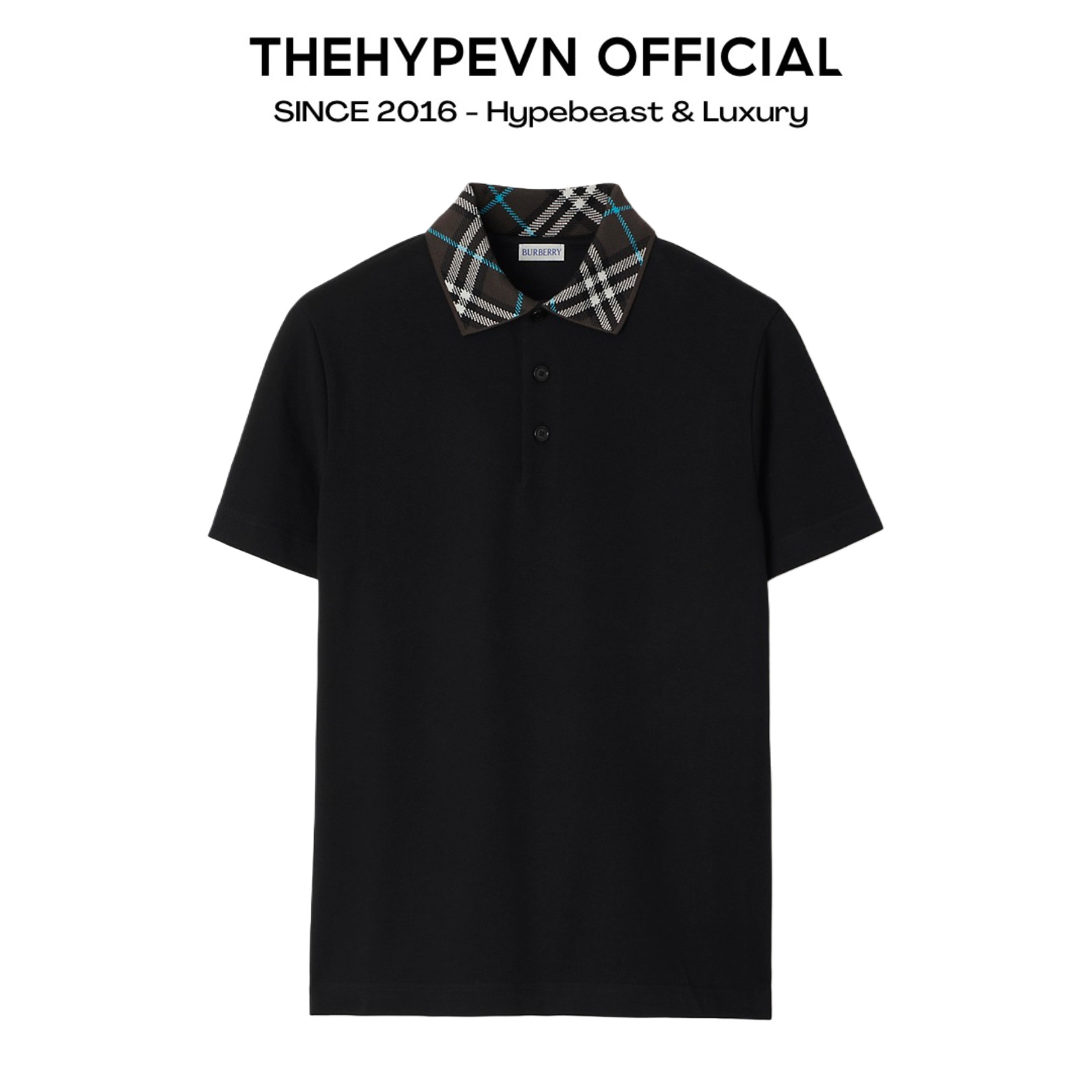 ÁO POLO BURBERRY BBR WOVEN COLLAR (BLACK)