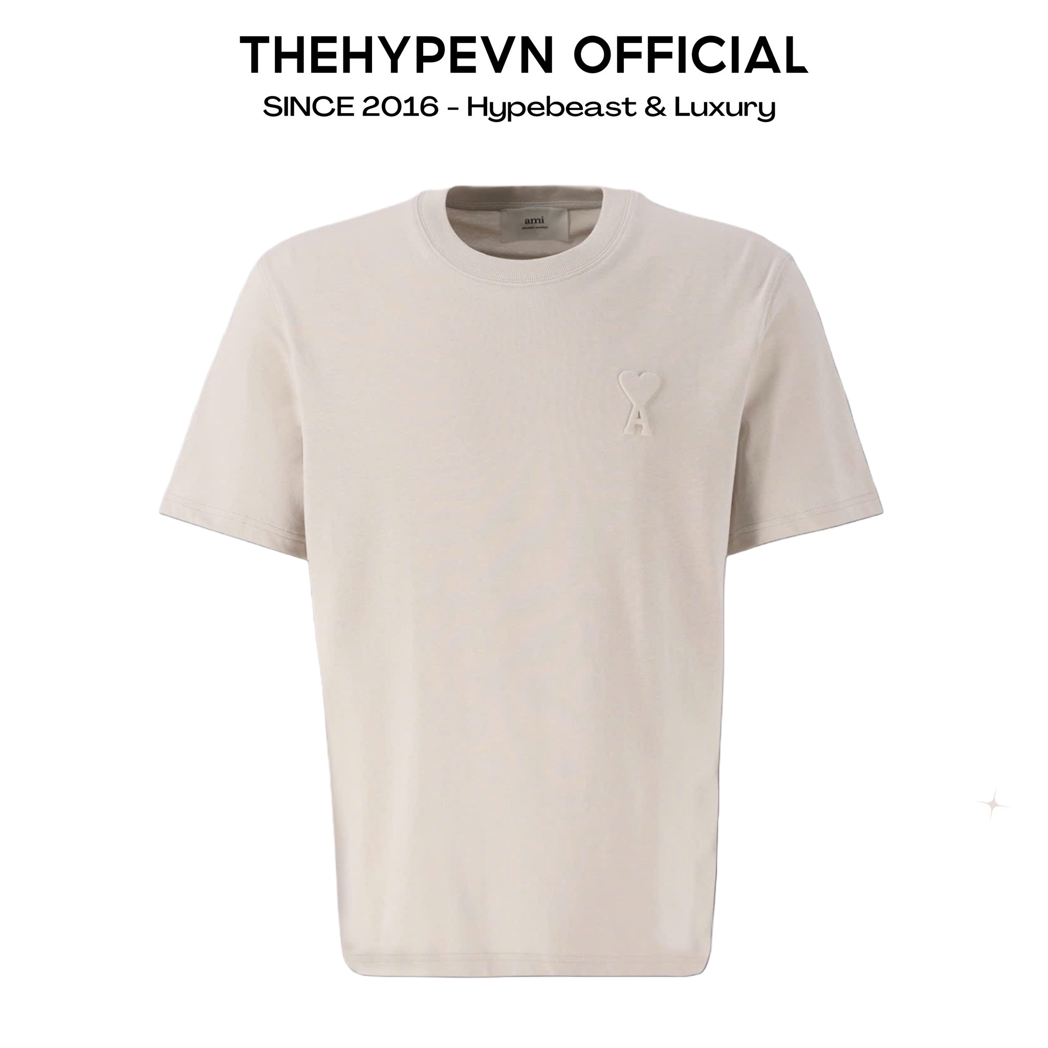 ÁO PHÔNG AMI PARIS EMBOSSED HEART LOGO TEE (CHALK)